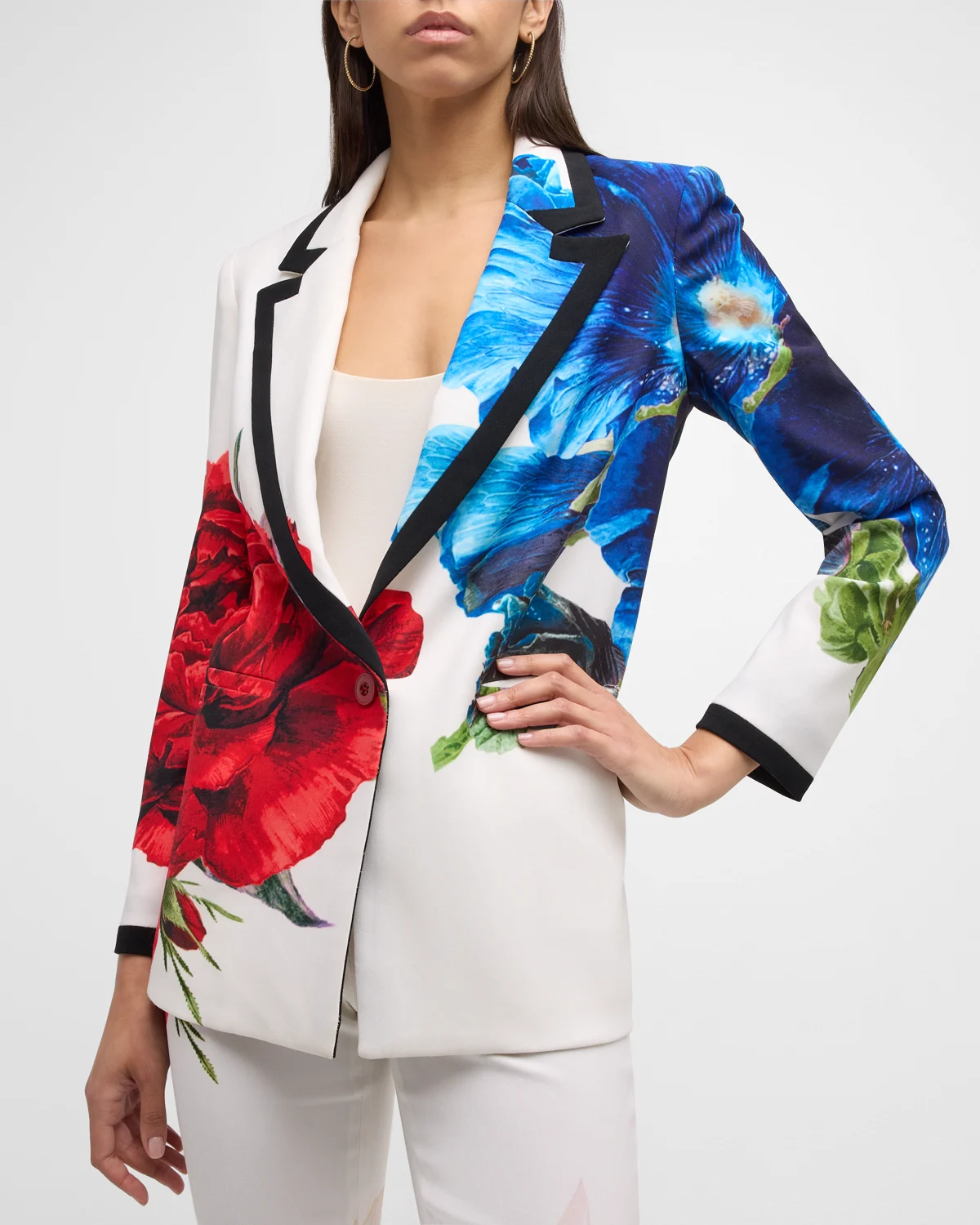 Denny Le Parisien Notch Collar Boyfriend Blazer 