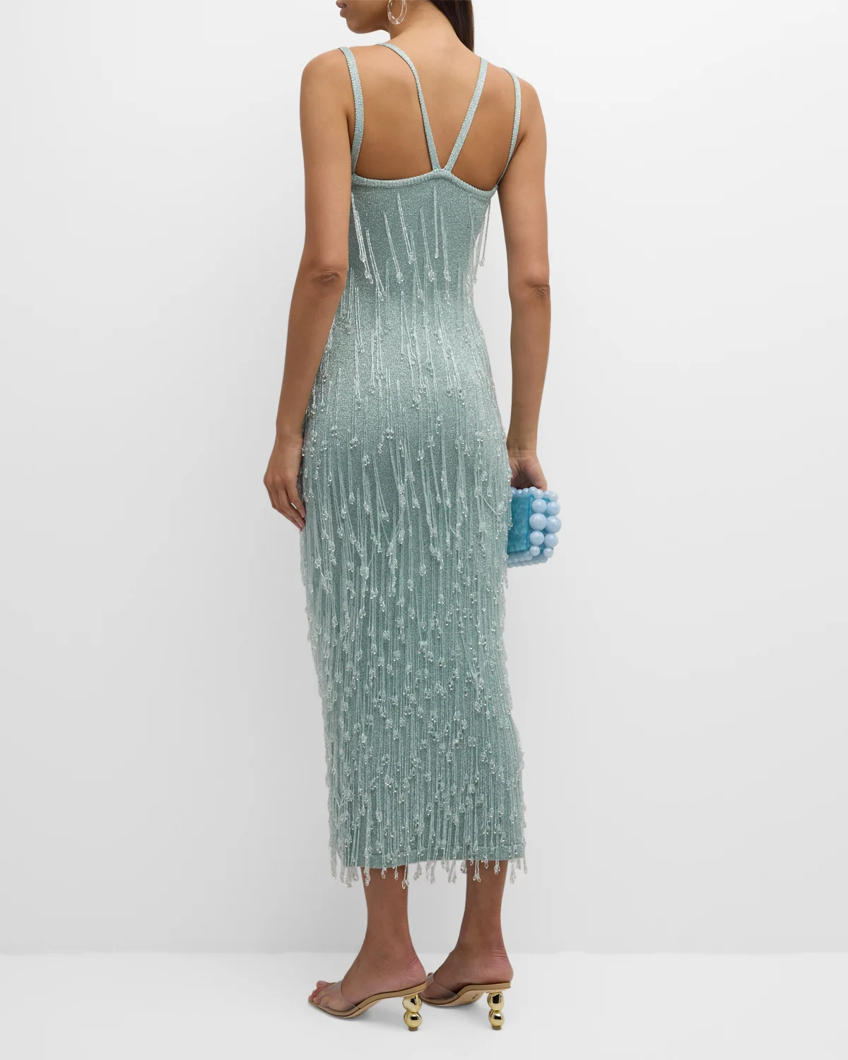 Catia Beaded Fringe Midi Knit Gown