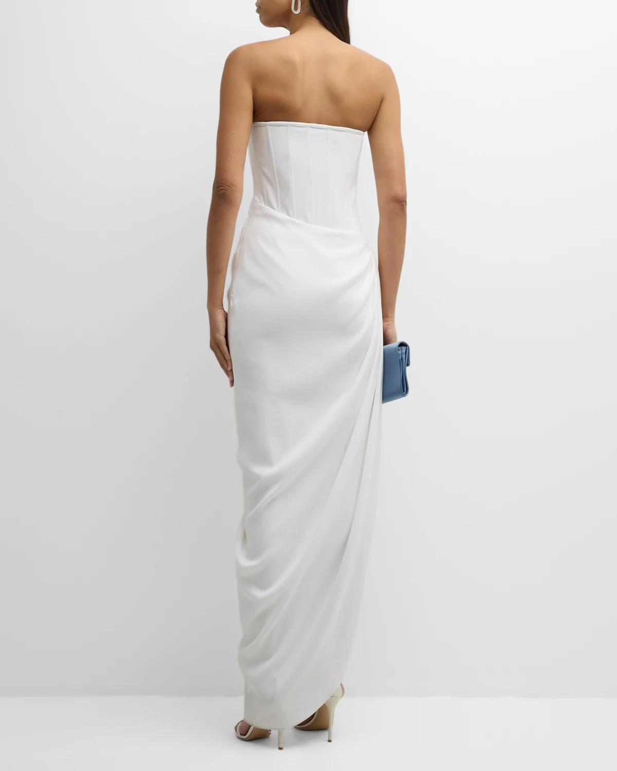 Strapless Draped Egyptian Gown with Hip Detail