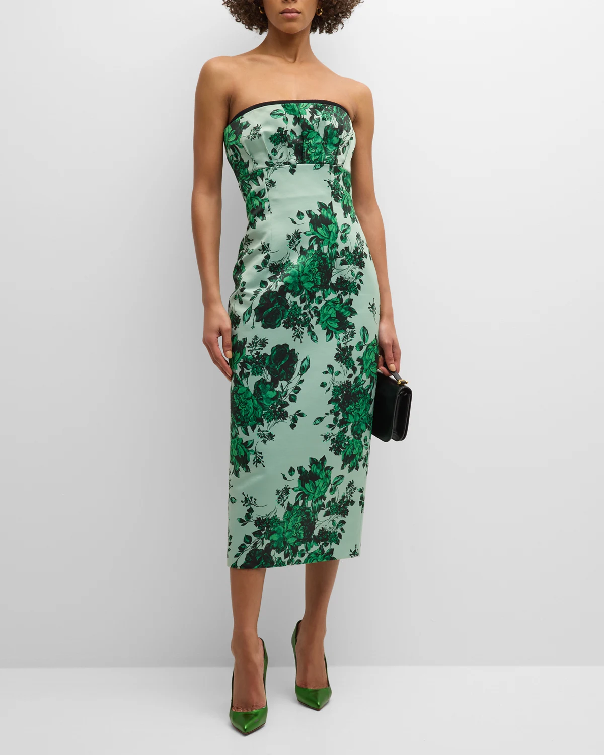 Adalina Strapless Floral Empire-Waist Sheath Midi Dress