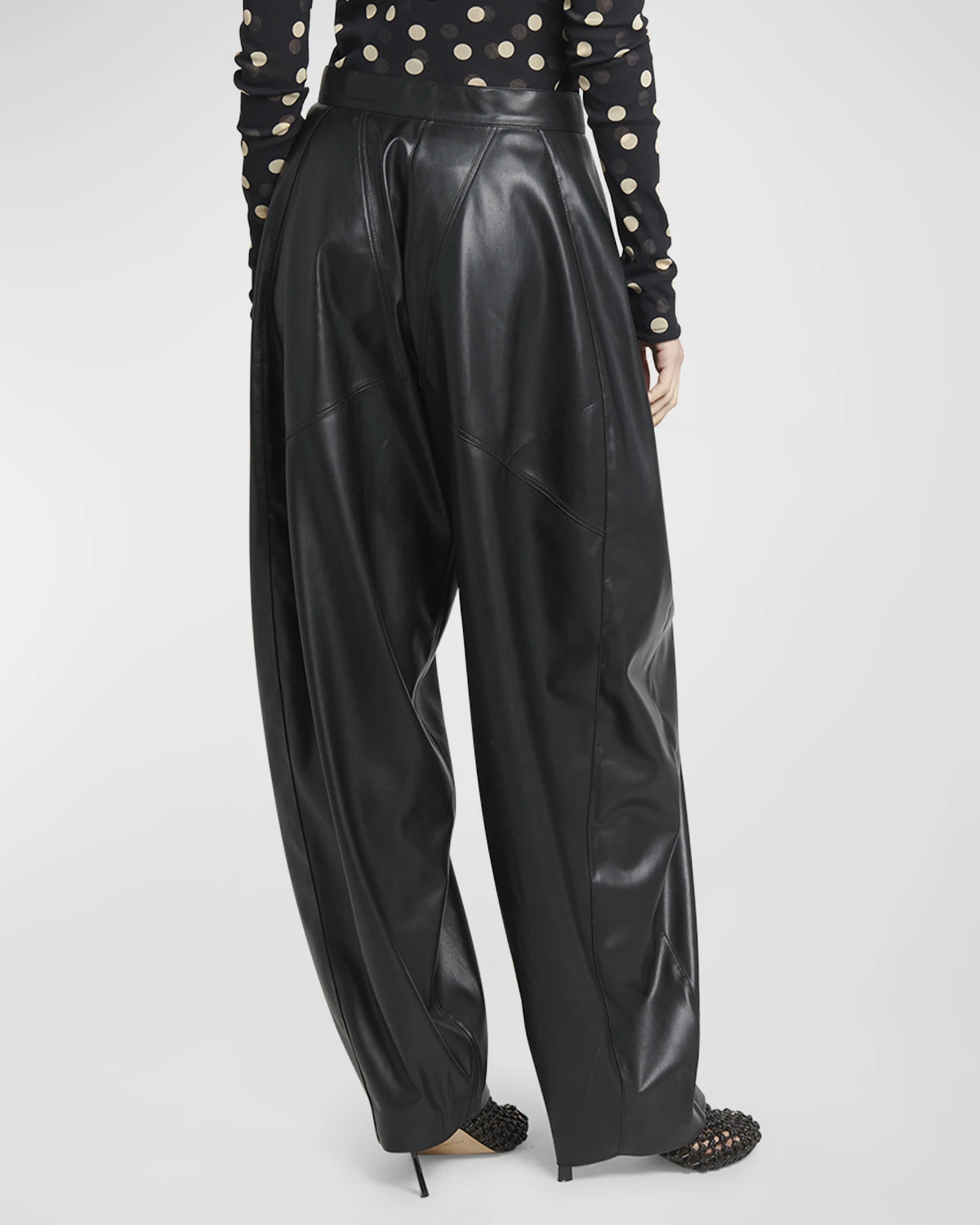 Altermat Faux Leather Tapered Wide-Leg Pants