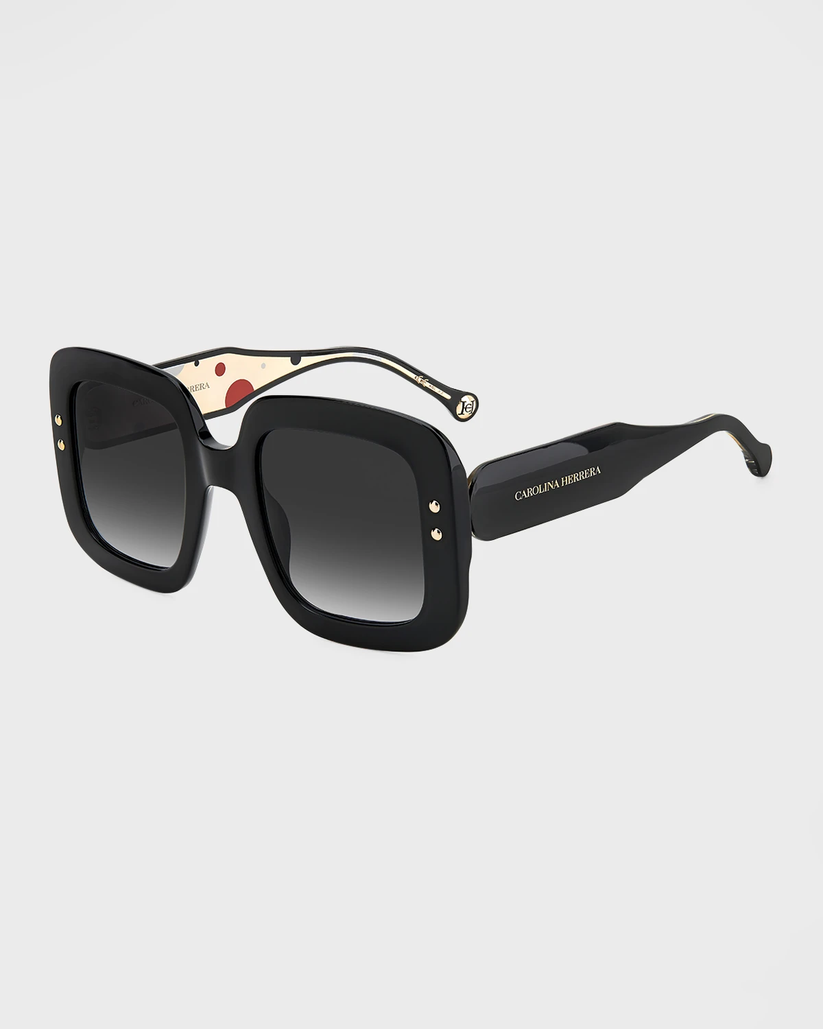 Oversized Square Acetate Polka-Dot Sunglasses 