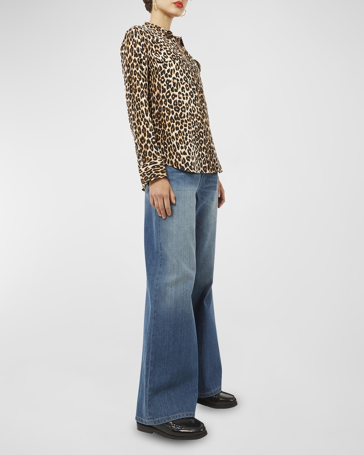 Slim Signature Leopard-Print Blouse