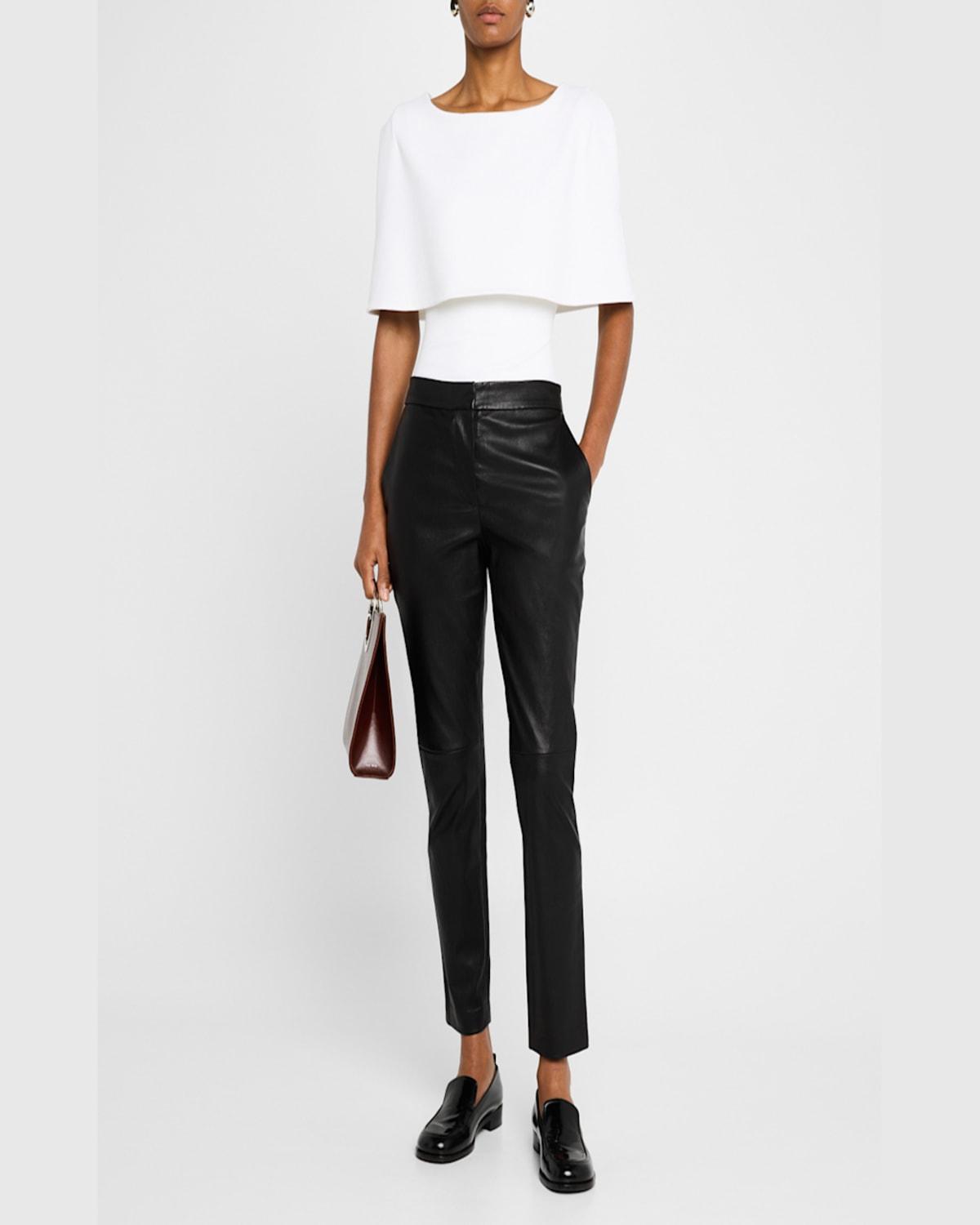 Cropped Skinny Leg Leather Pants