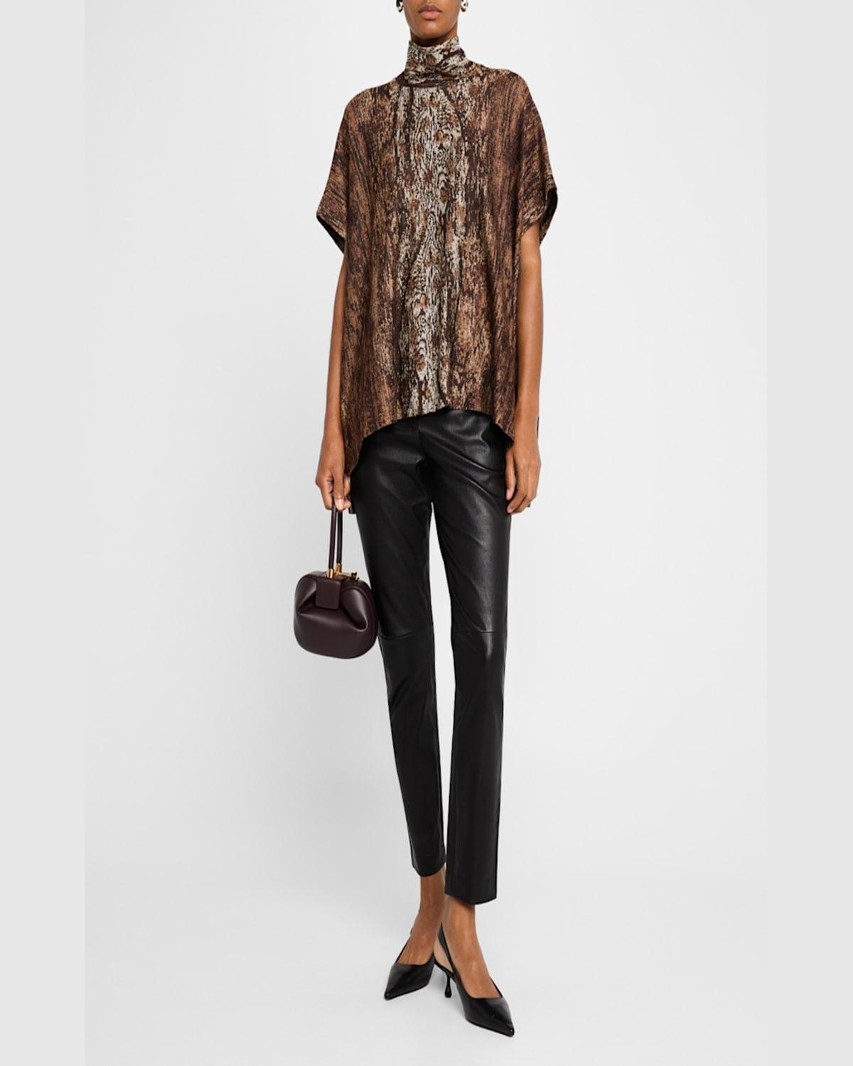 Woodgrain Turtleneck Caftan Top