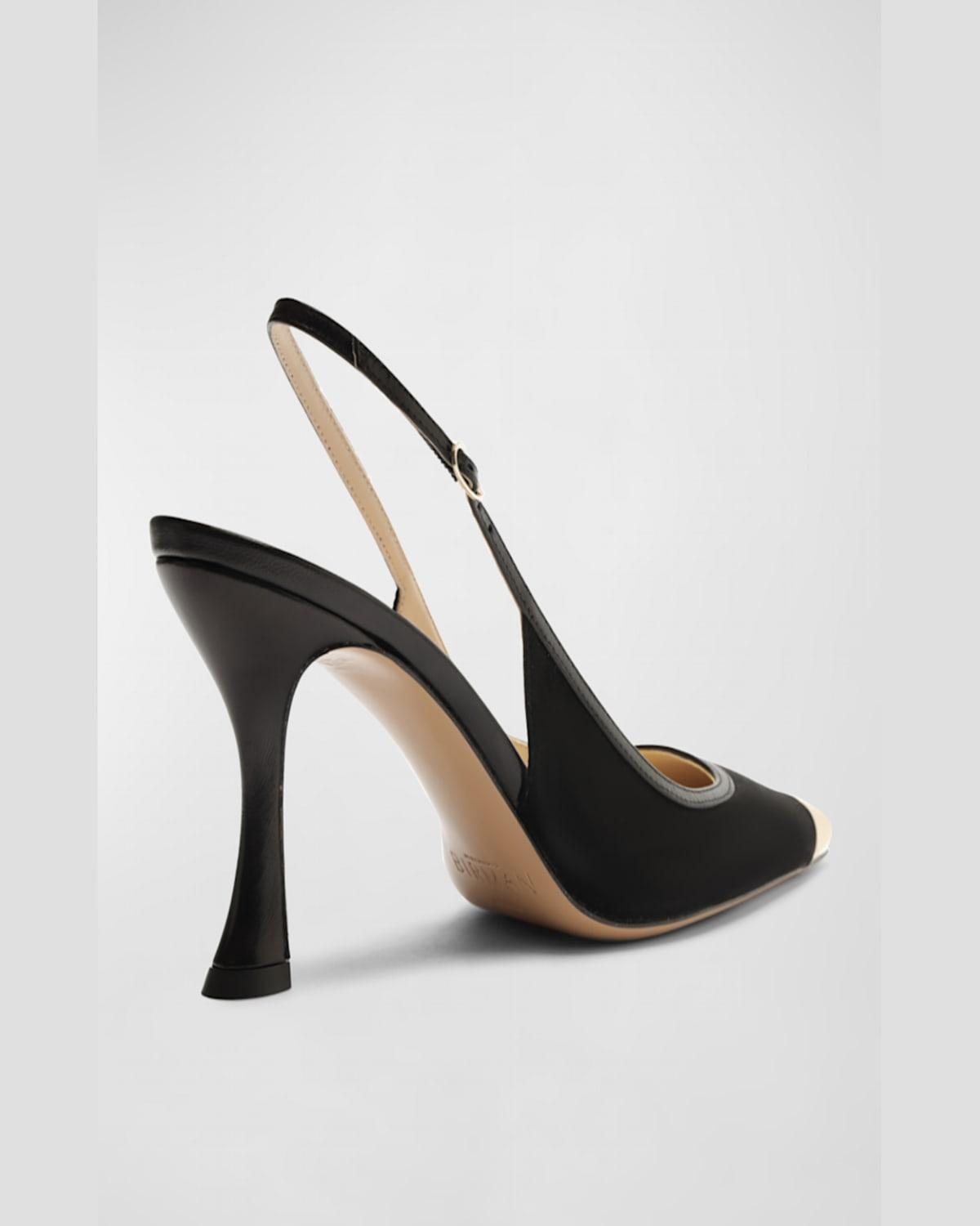 Olivia Suede Cap-Toe Slingback Pumps