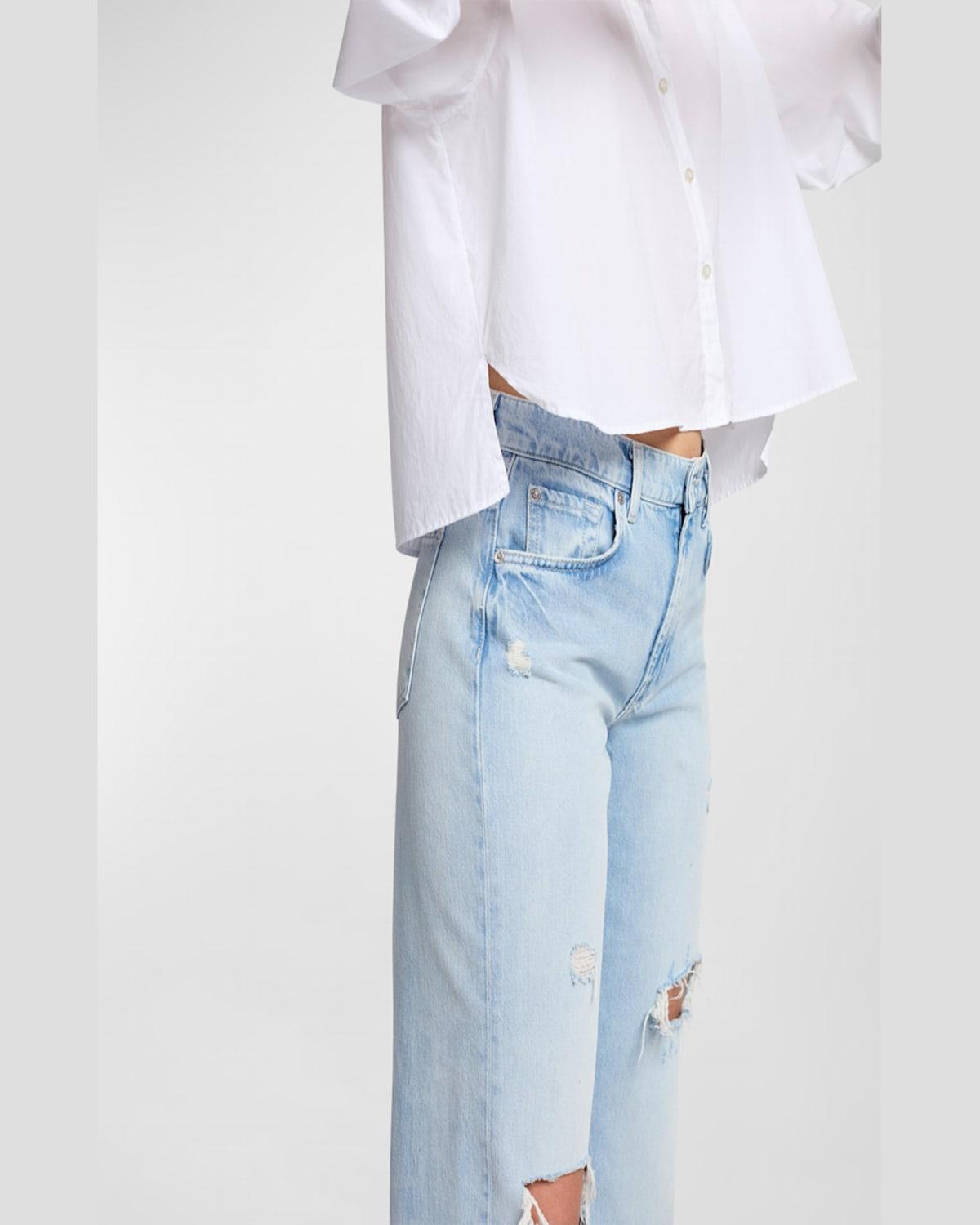 Cropped Button-Front Shirt 