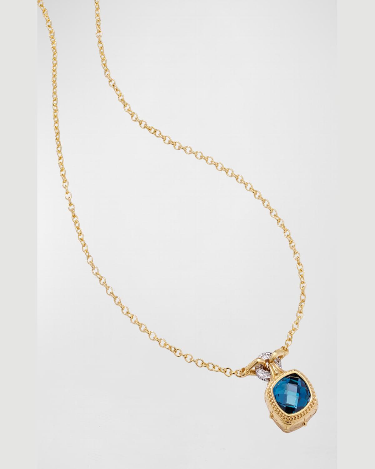 London Blue Topaz and White Diamond Necklace