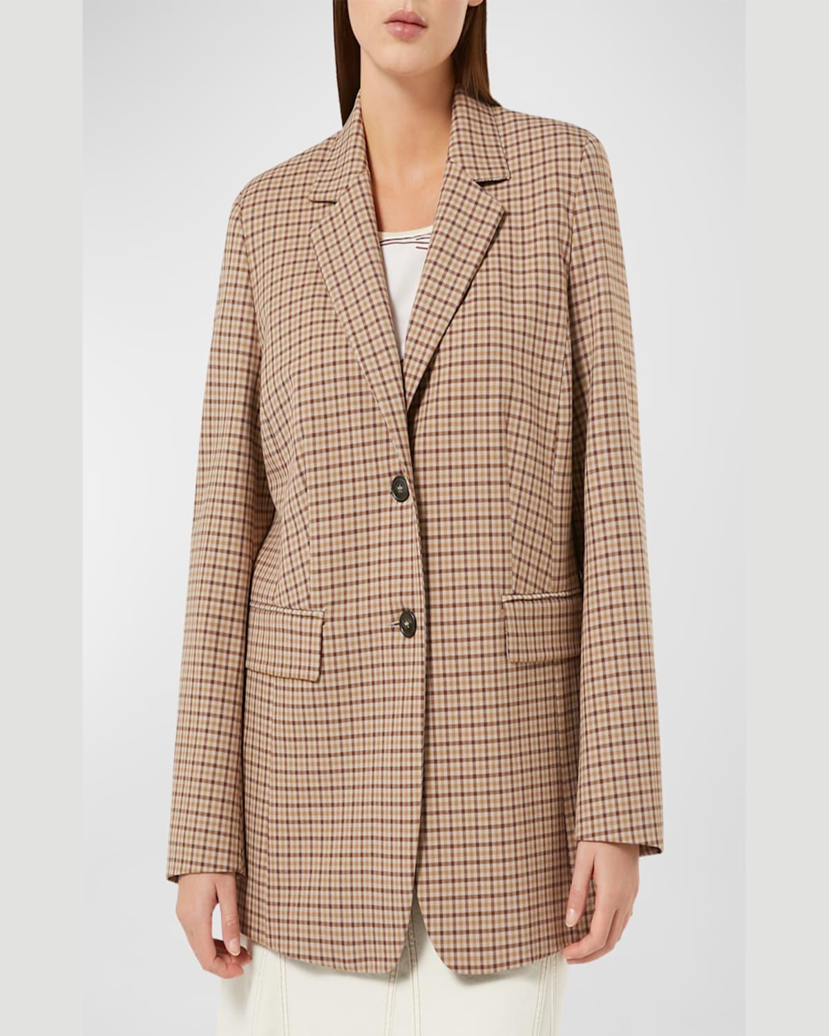 Plus Size Michela Check-Print Button-Down Coat