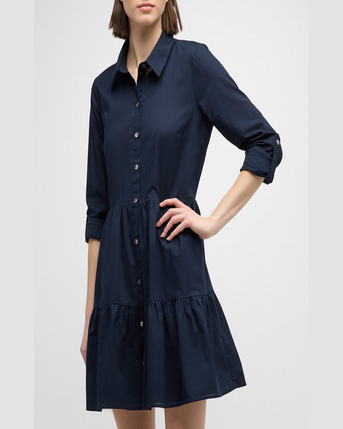 Jemila Button-Front Tiered Shirtdress