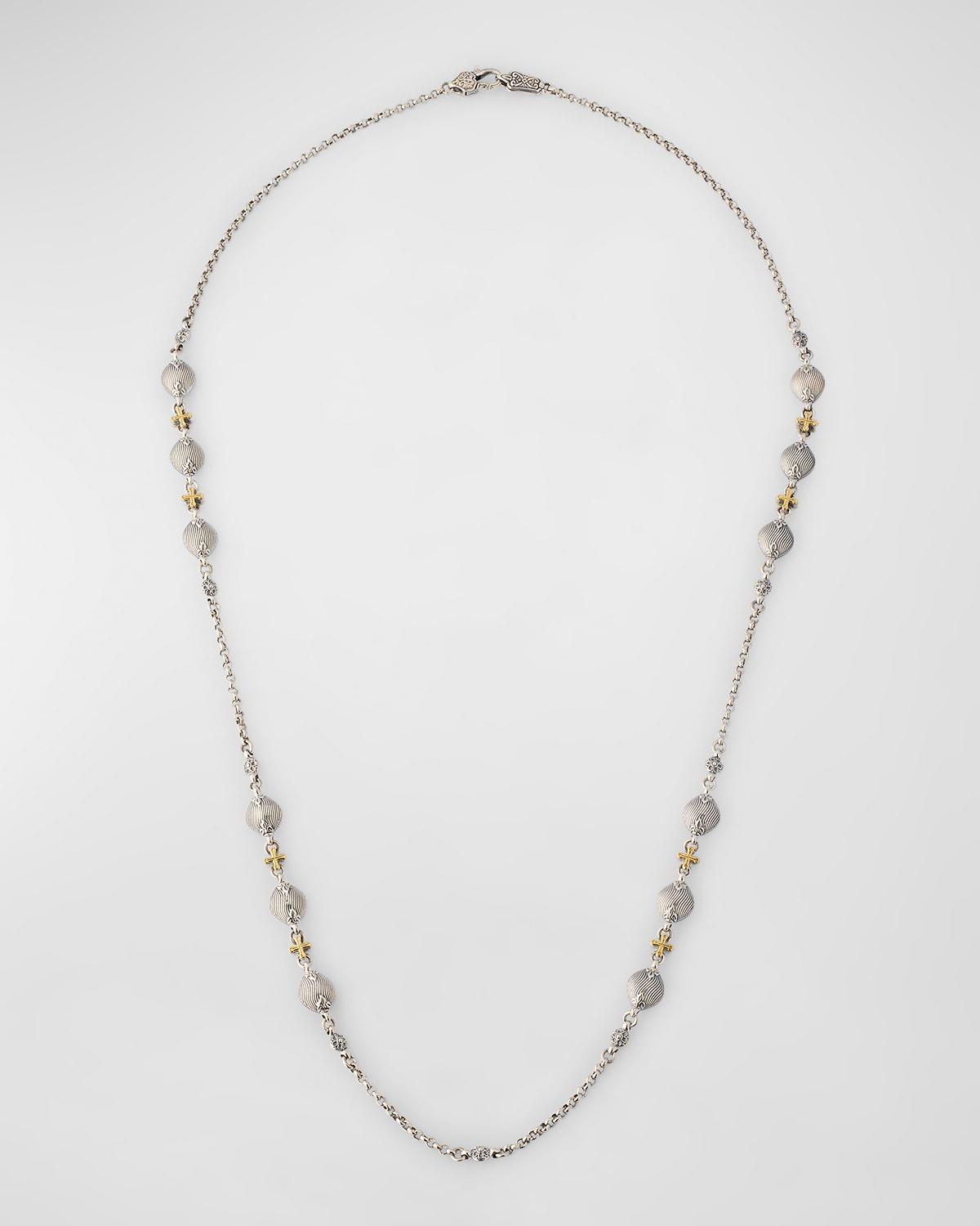 Silver and Gold Chain Necklace, 28"L