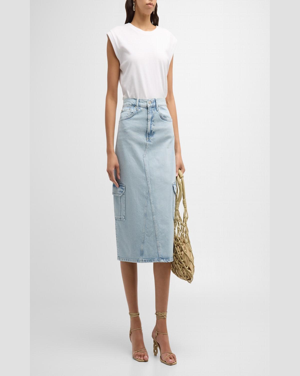 Highland Cargo Denim Midi Skirt 