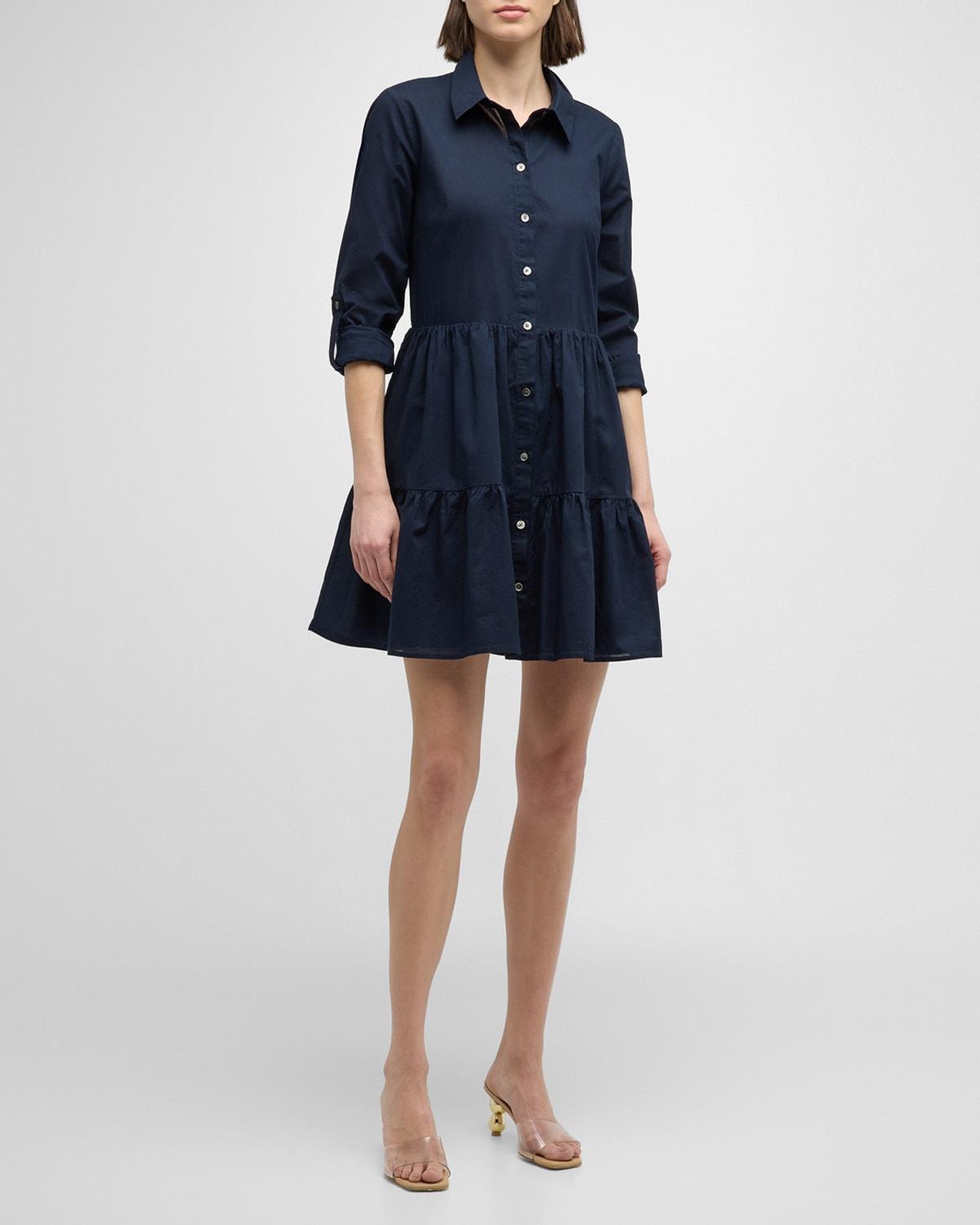 Jemila Button-Front Tiered Shirtdress