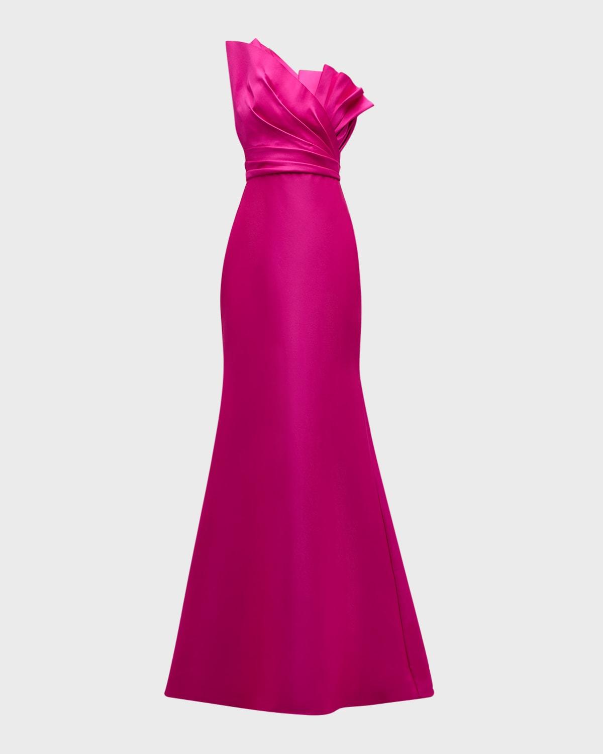 Strapless Pleated Trumpet Gown