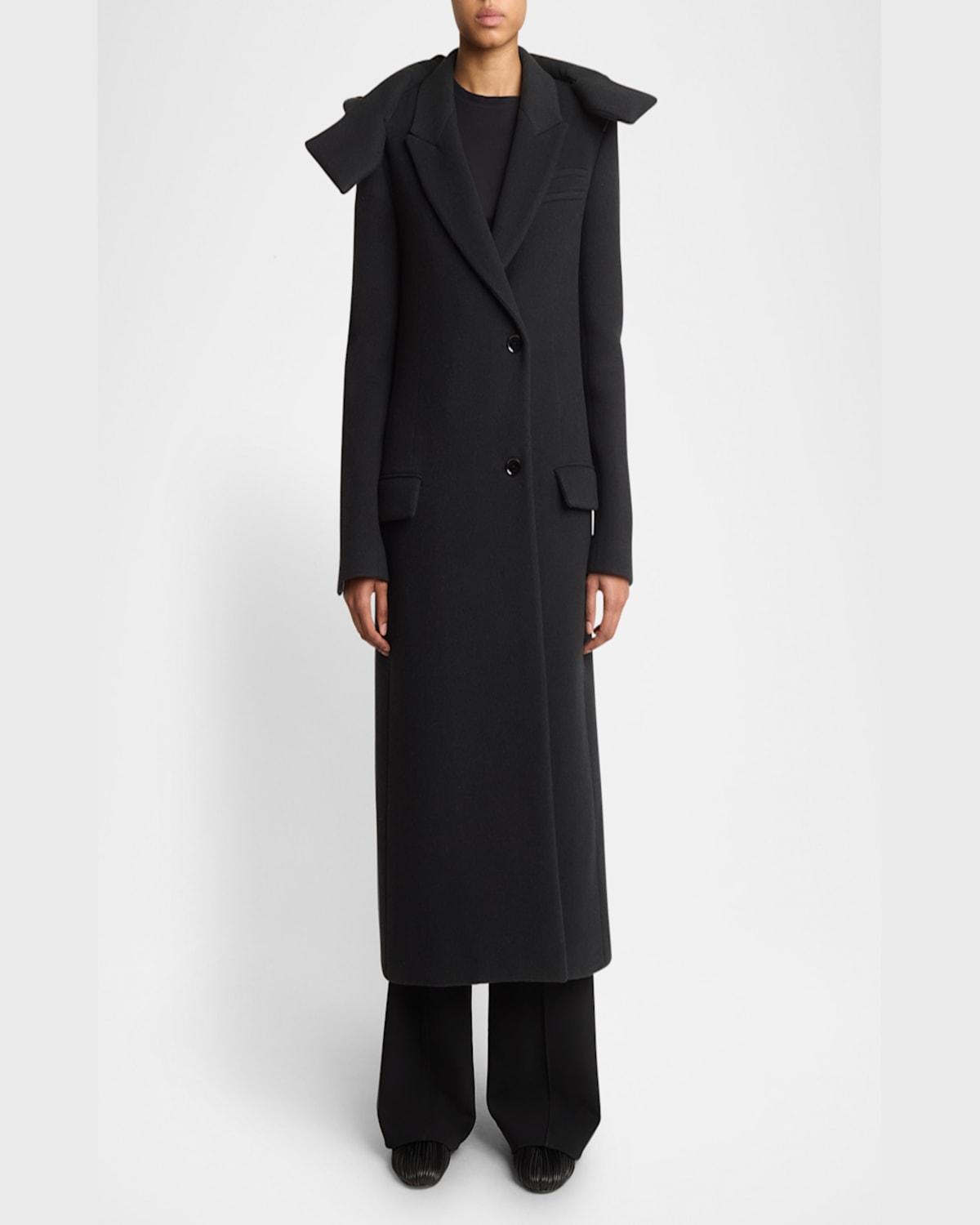 Reed Brushed Melange Wool Hooded Coat