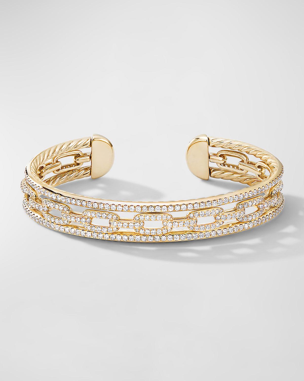 Stax 18k Yellow Gold Diamond 3-Row Bracelet