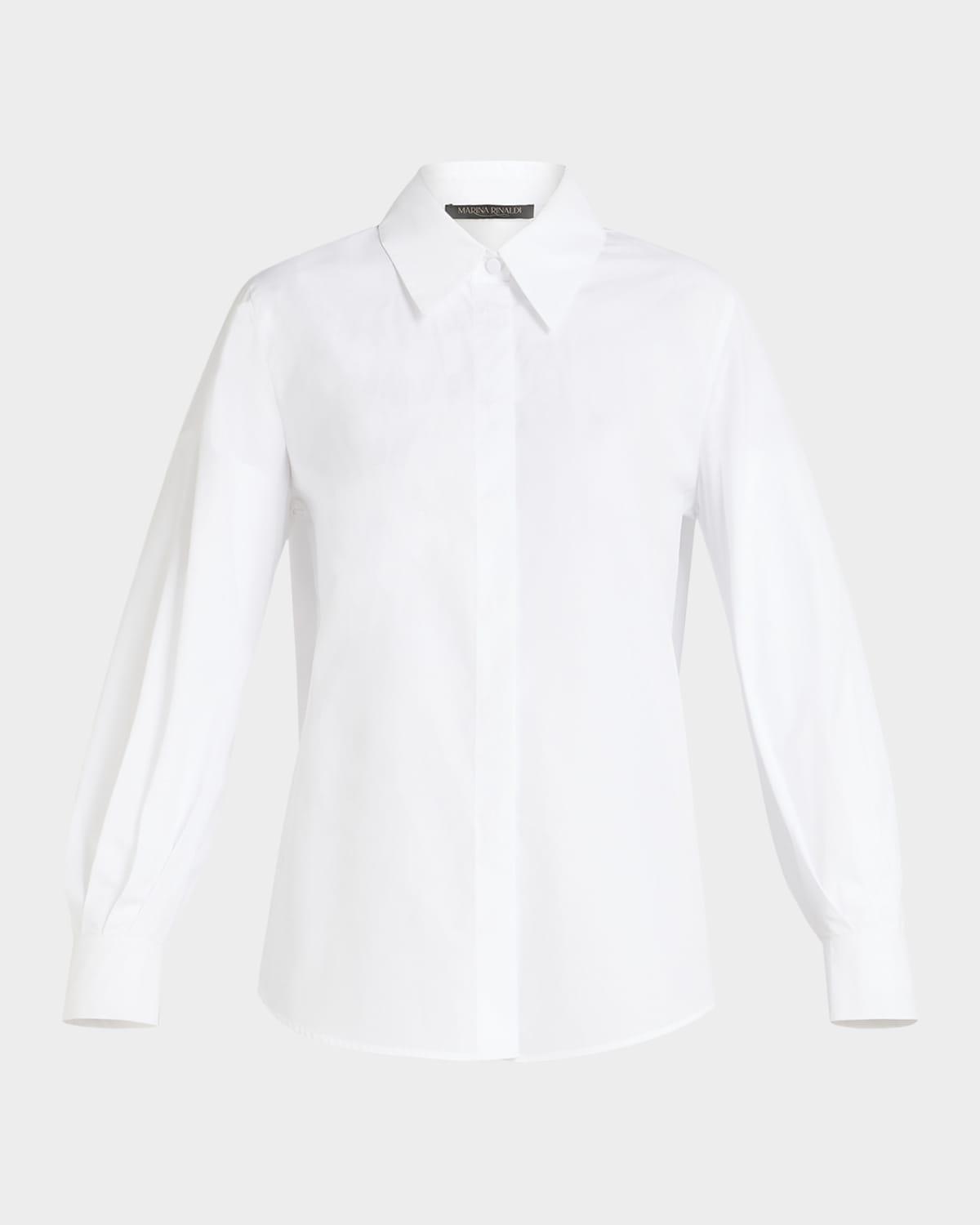 Plus Size Scoglio Pleated-Sleeve Cotton Blouse