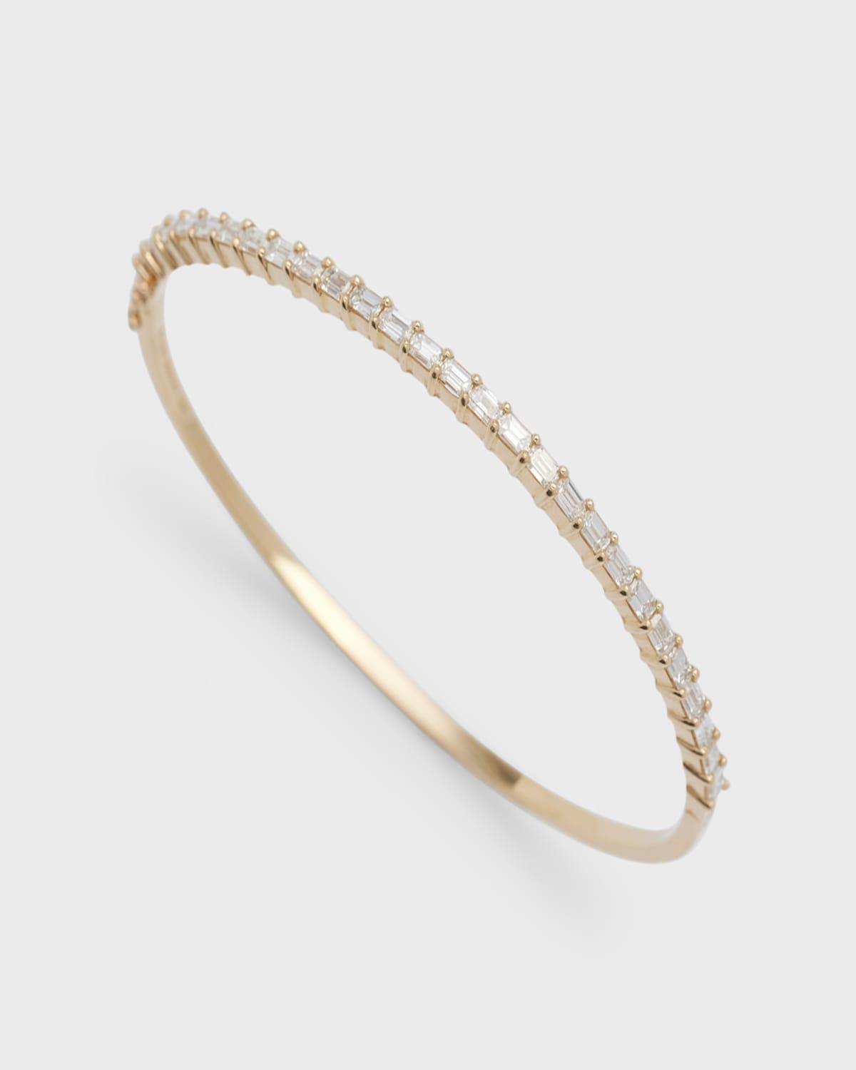 14K Gold Emerald-Cut Diamond Bangle