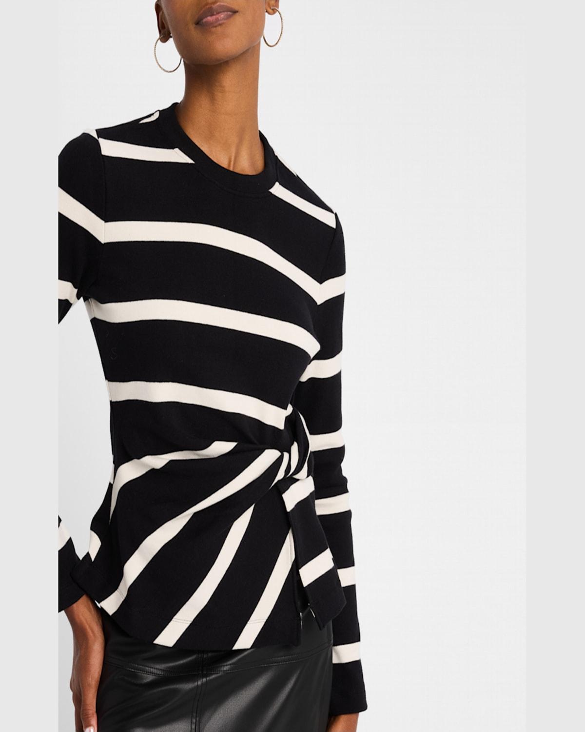 Carlita Twisted Stripe Organic Cotton Long-Sleeve Top