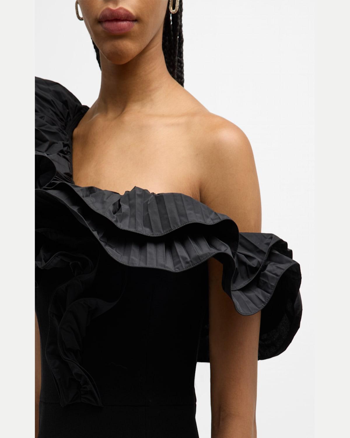 Ella Ruffle One-Shoulder Evening Gown