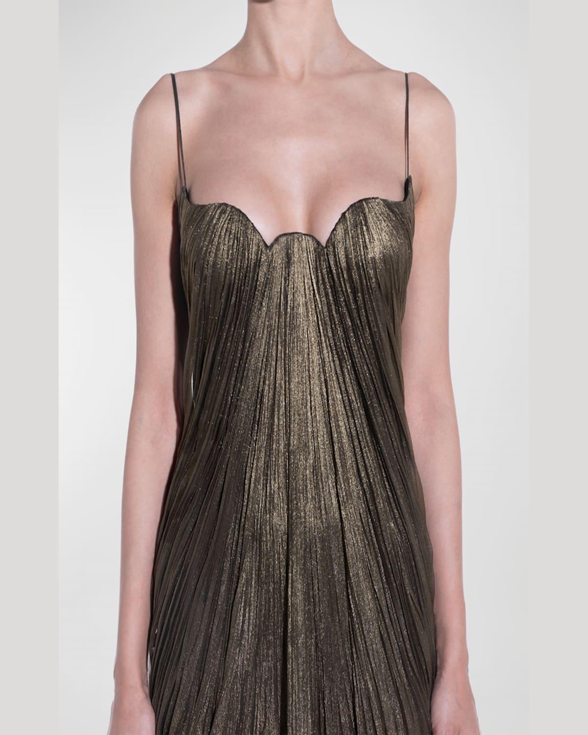 Alaya Draped Metallic Silk Gown