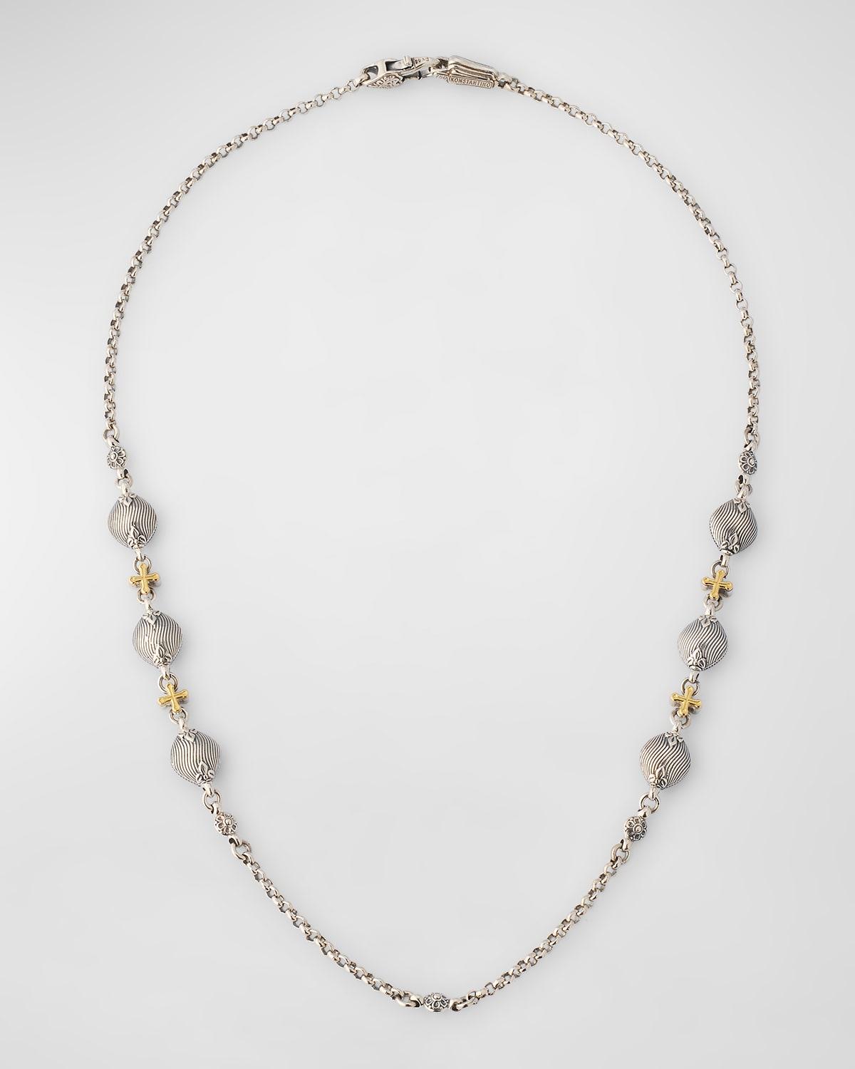 Silver and Gold Chain Necklace, 18"L