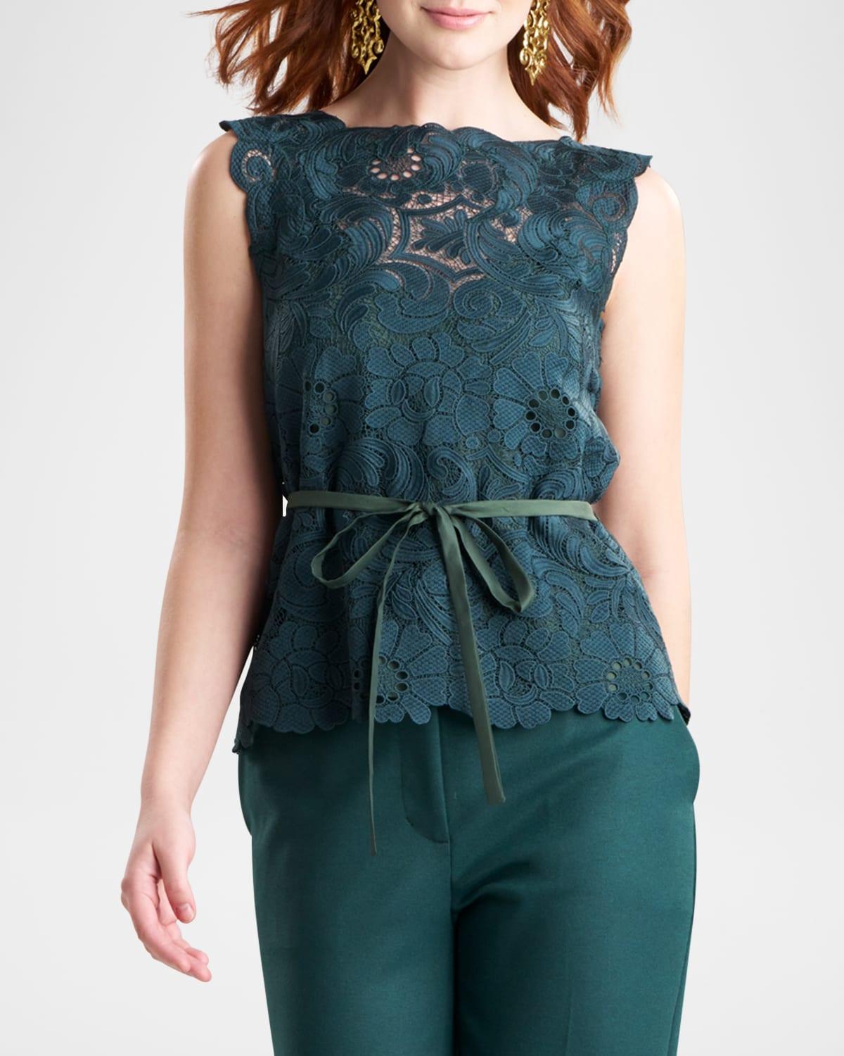 Mantilla Sleeveless Floral Lace Top