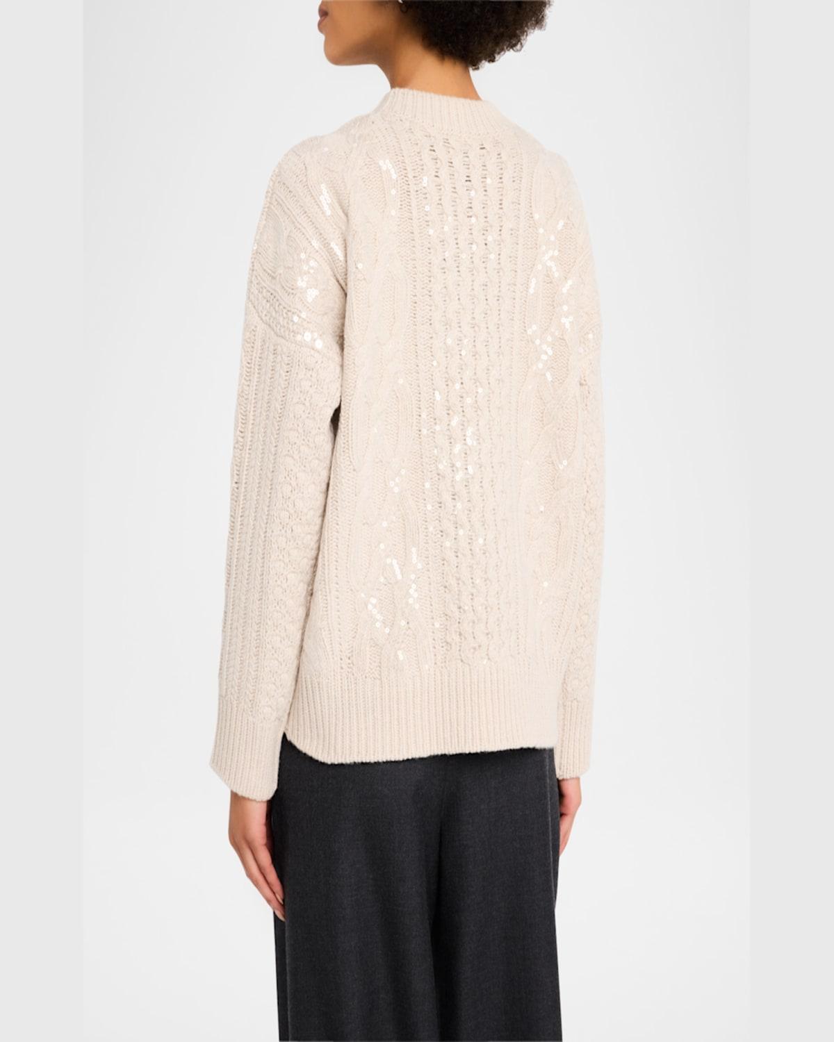 Wirth Sequined Cable Wool Sweater