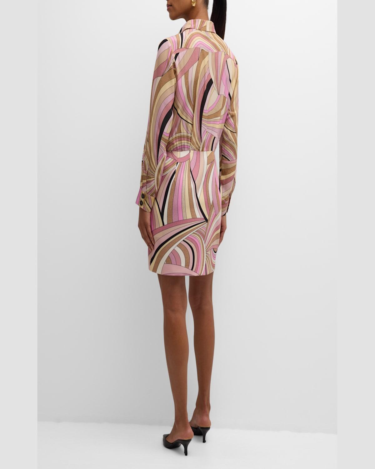 Polline Stripe-Print Mini Shirtdress