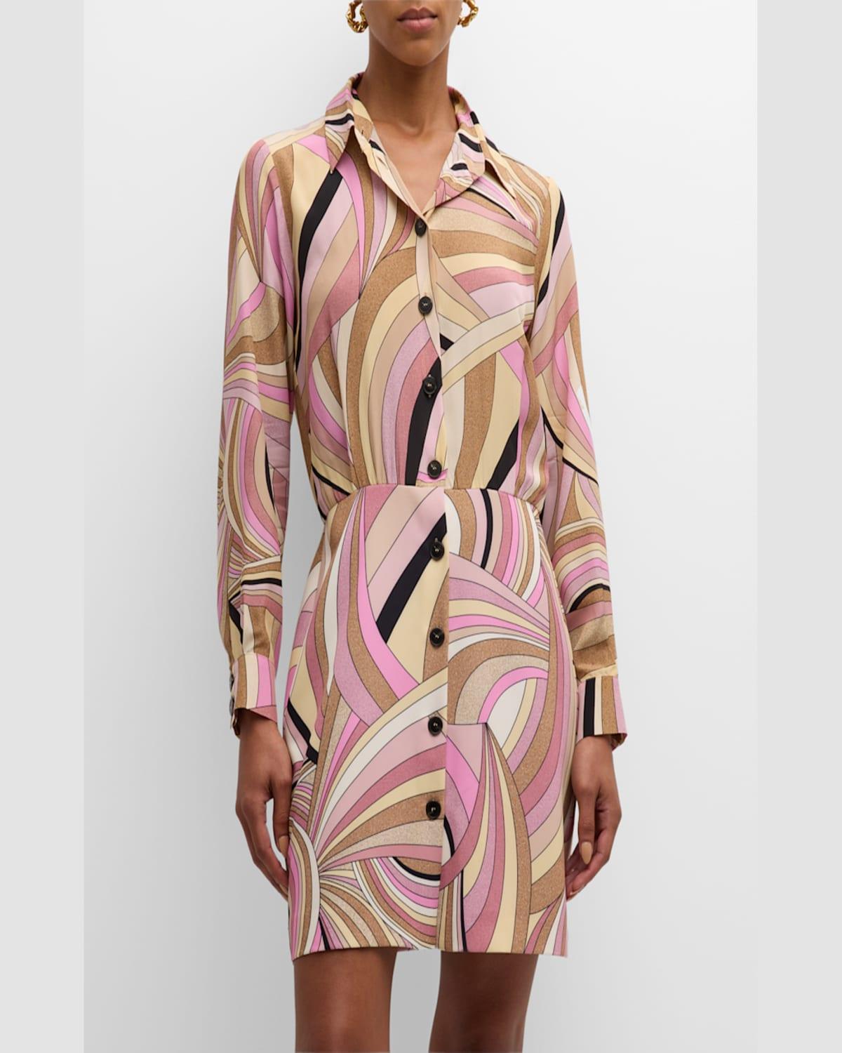 Polline Stripe-Print Mini Shirtdress