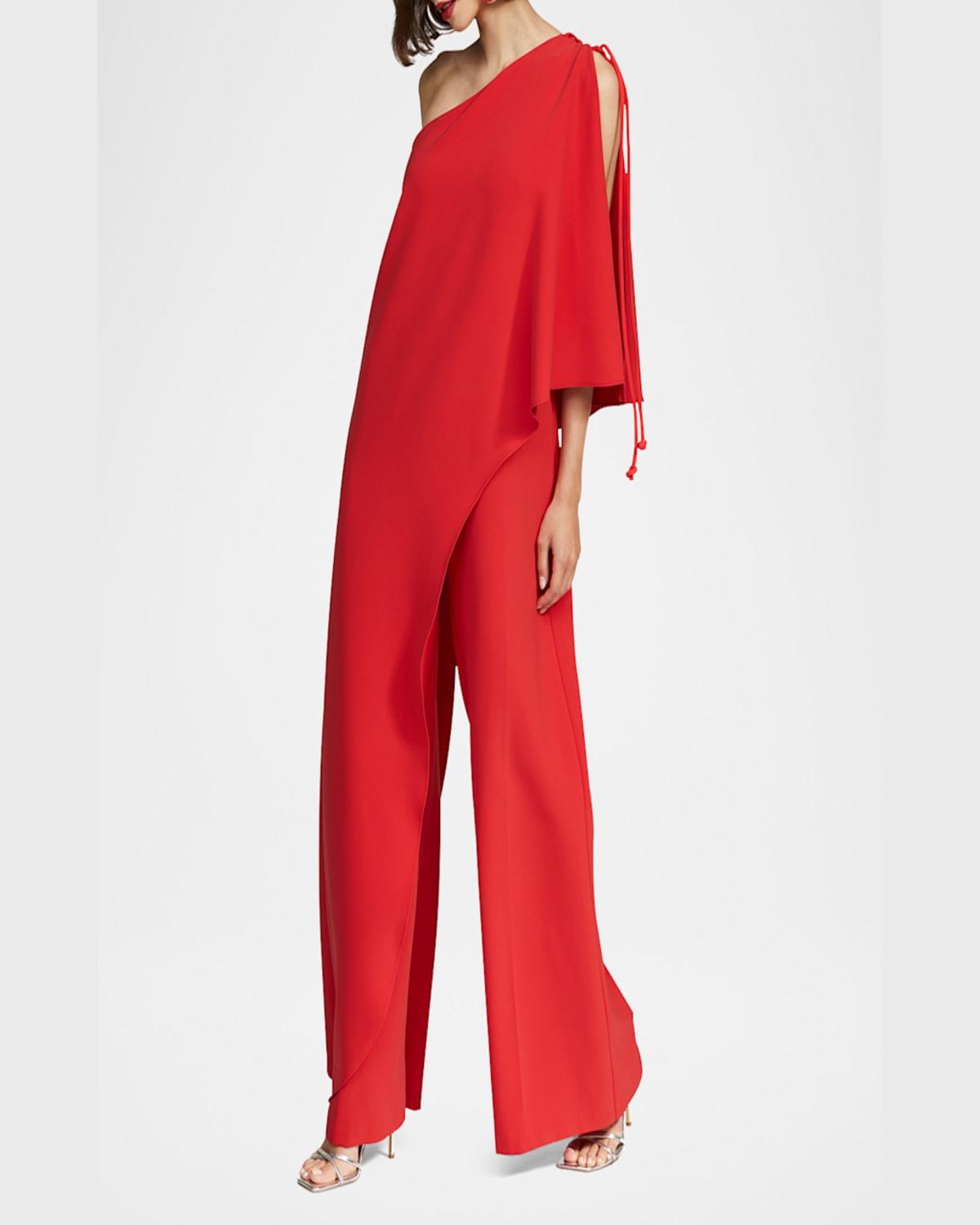 Ignacia Draped One-Shoulder Crepe Jumpsuit