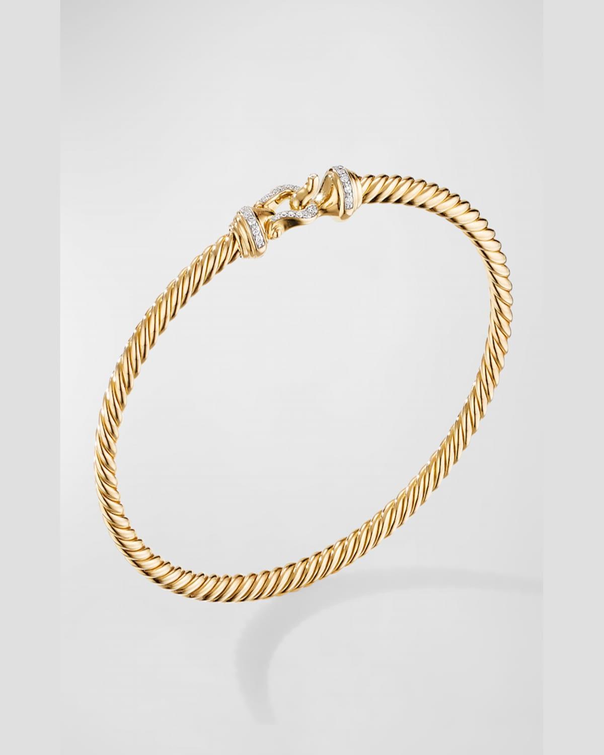 Buckle Bracelet with Diamonds in 18K Gold, 3.5mm