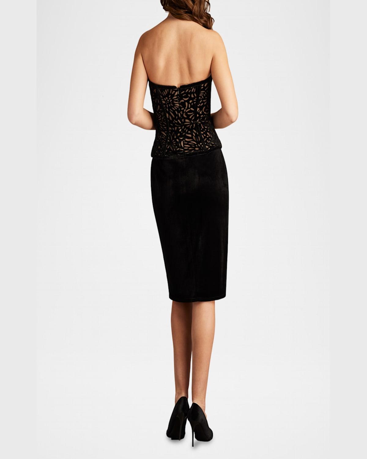 Strapless Cutwork Velvet Dress