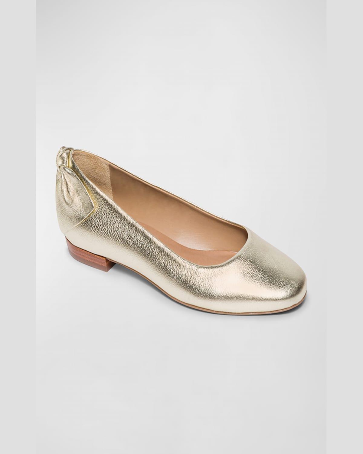 Metallic Bow Ballerina Flats