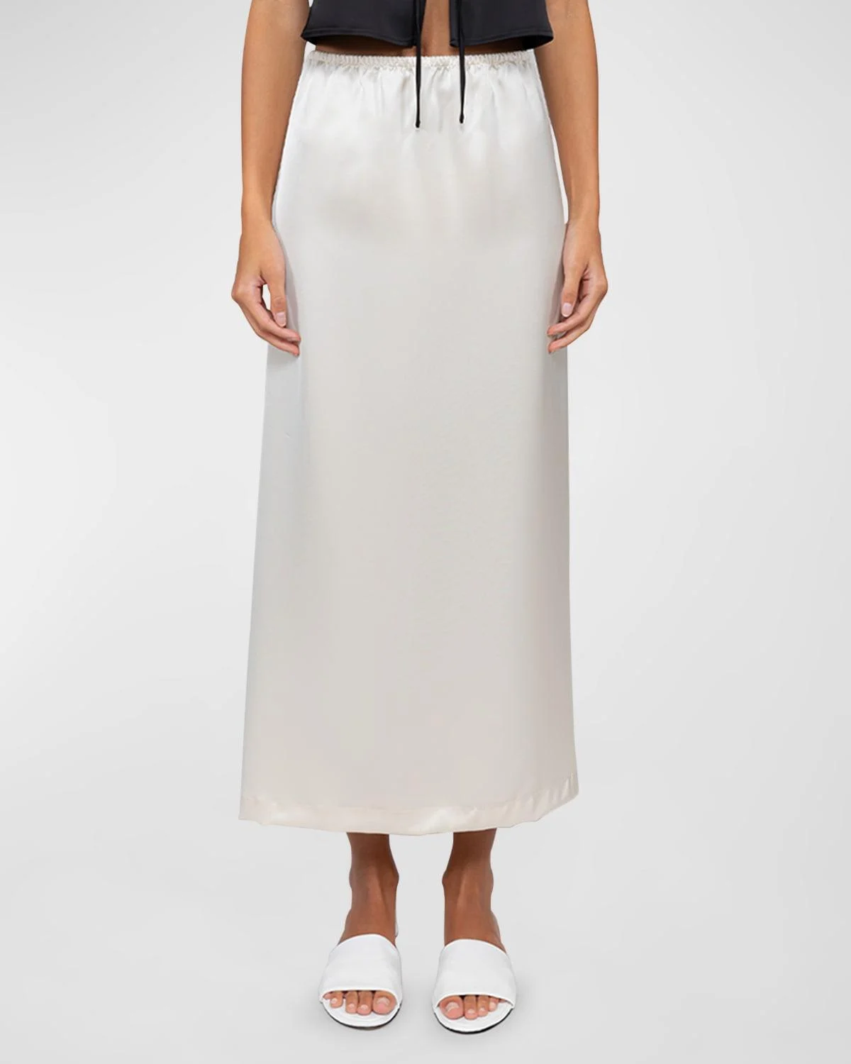 Barb Satin Midi Skirt