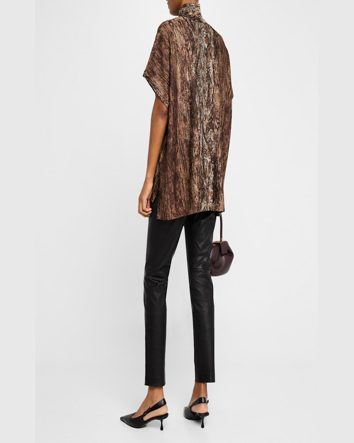 Woodgrain Turtleneck Caftan Top