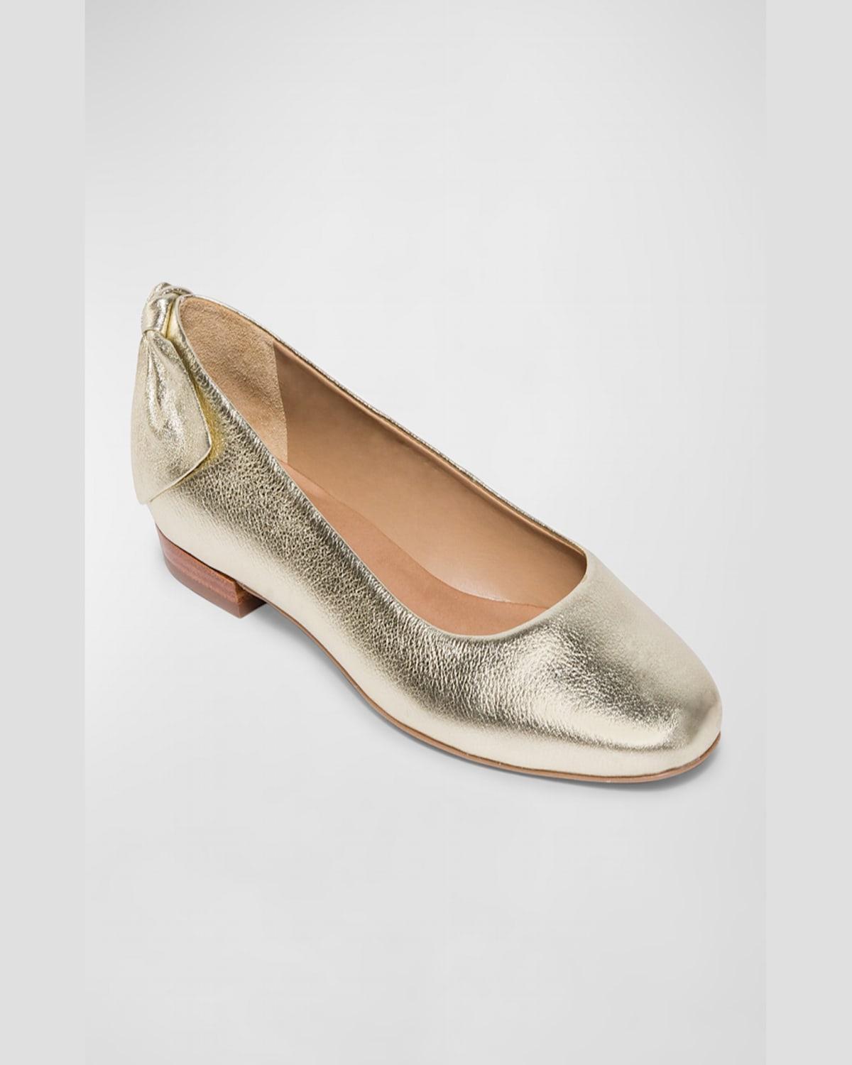 Metallic Bow Ballerina Flats