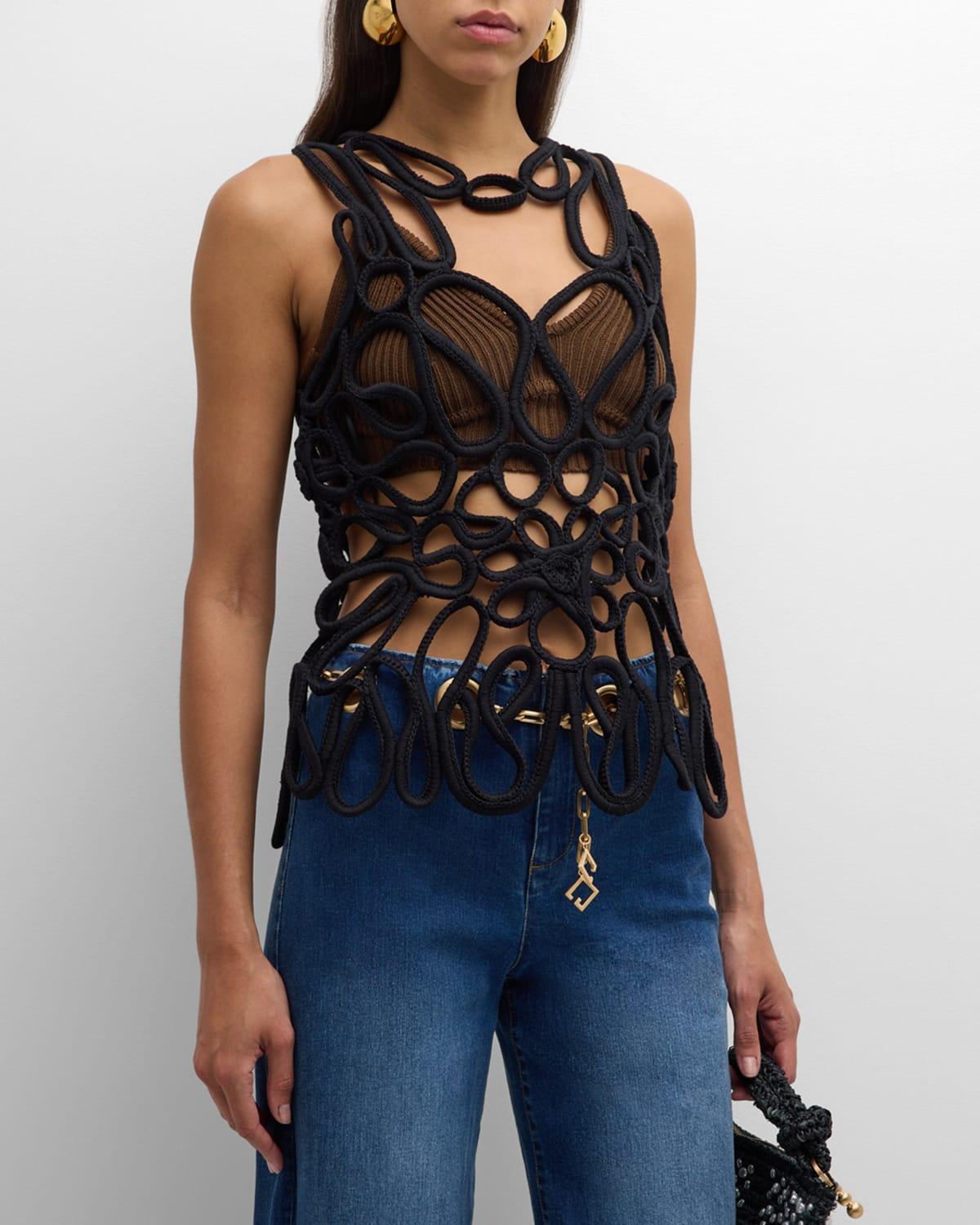 Danica Corded Open Crochet Sleeveless Top