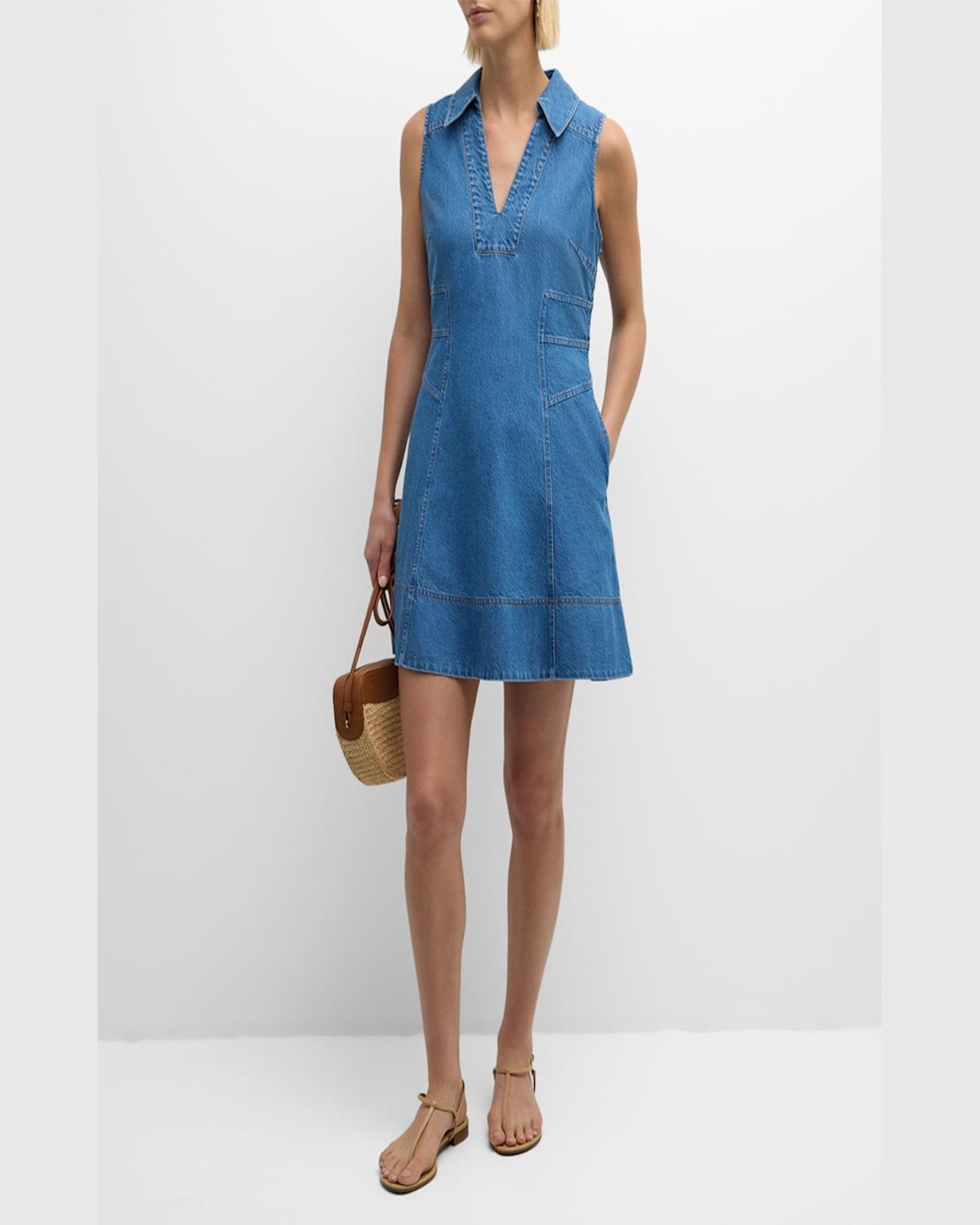 Reinata Denim Sleeveless V-Neck Mini Dress