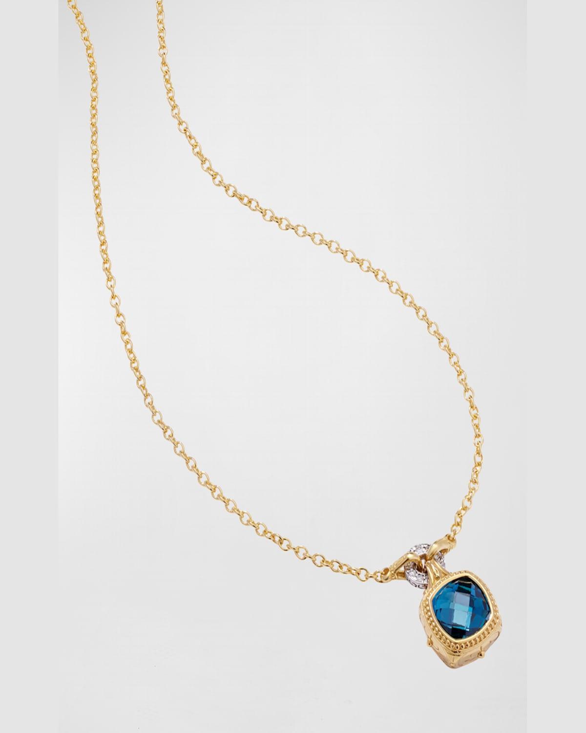 London Blue Topaz and White Diamond Necklace