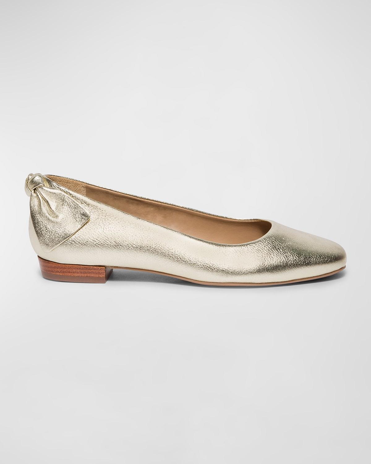 Metallic Bow Ballerina Flats