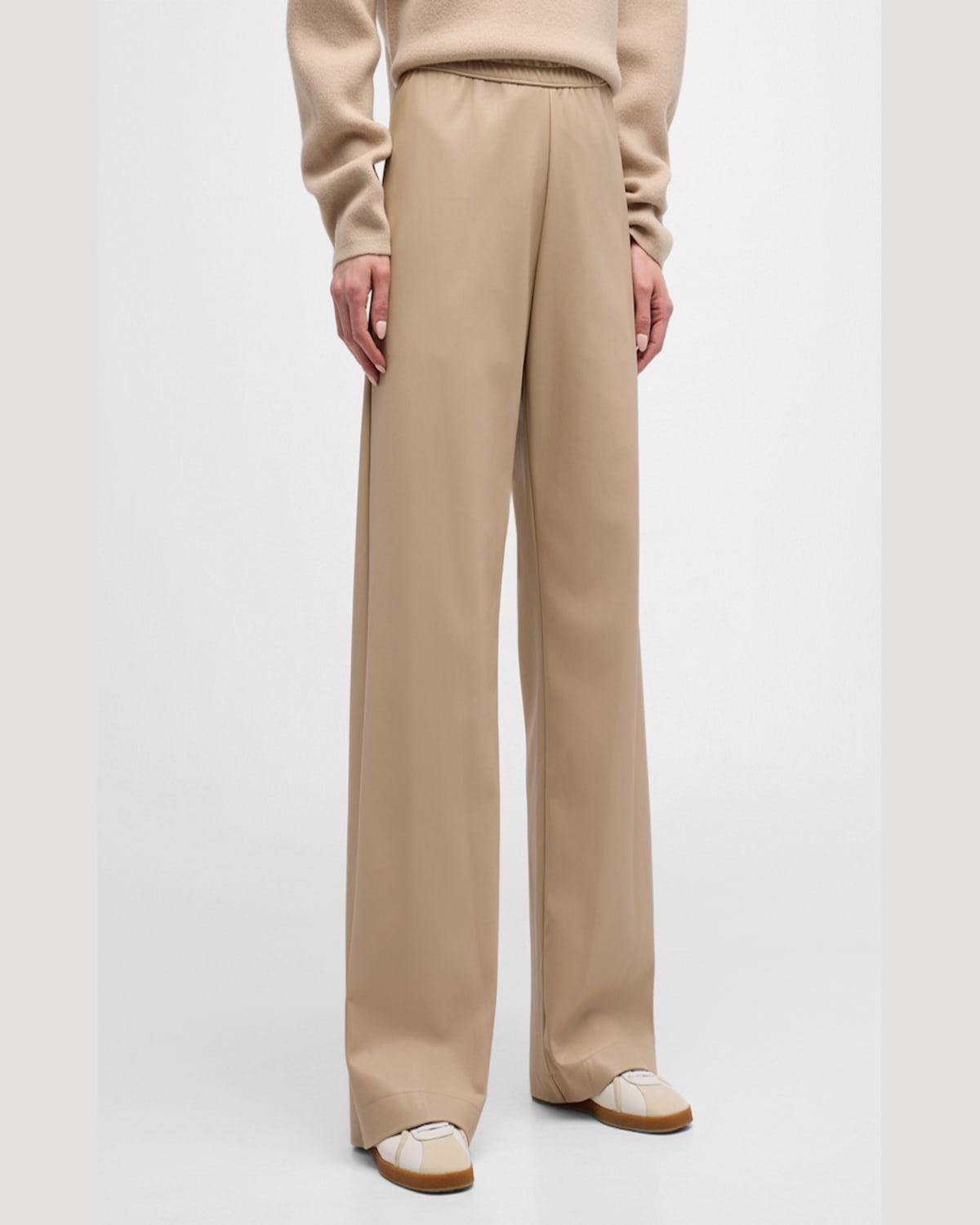 Soft Faux Leather Straight-Leg Pants