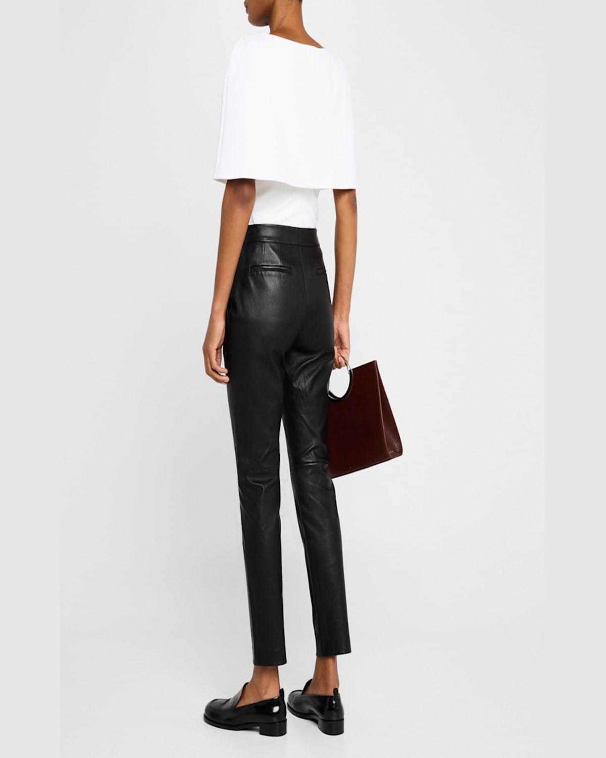 Cropped Skinny Leg Leather Pants