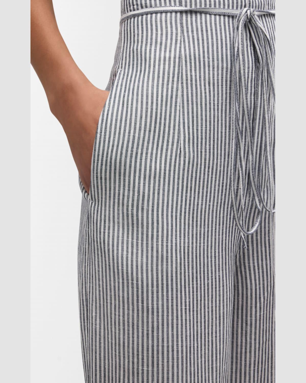 Air Linen Striped Paperbag Trousers 