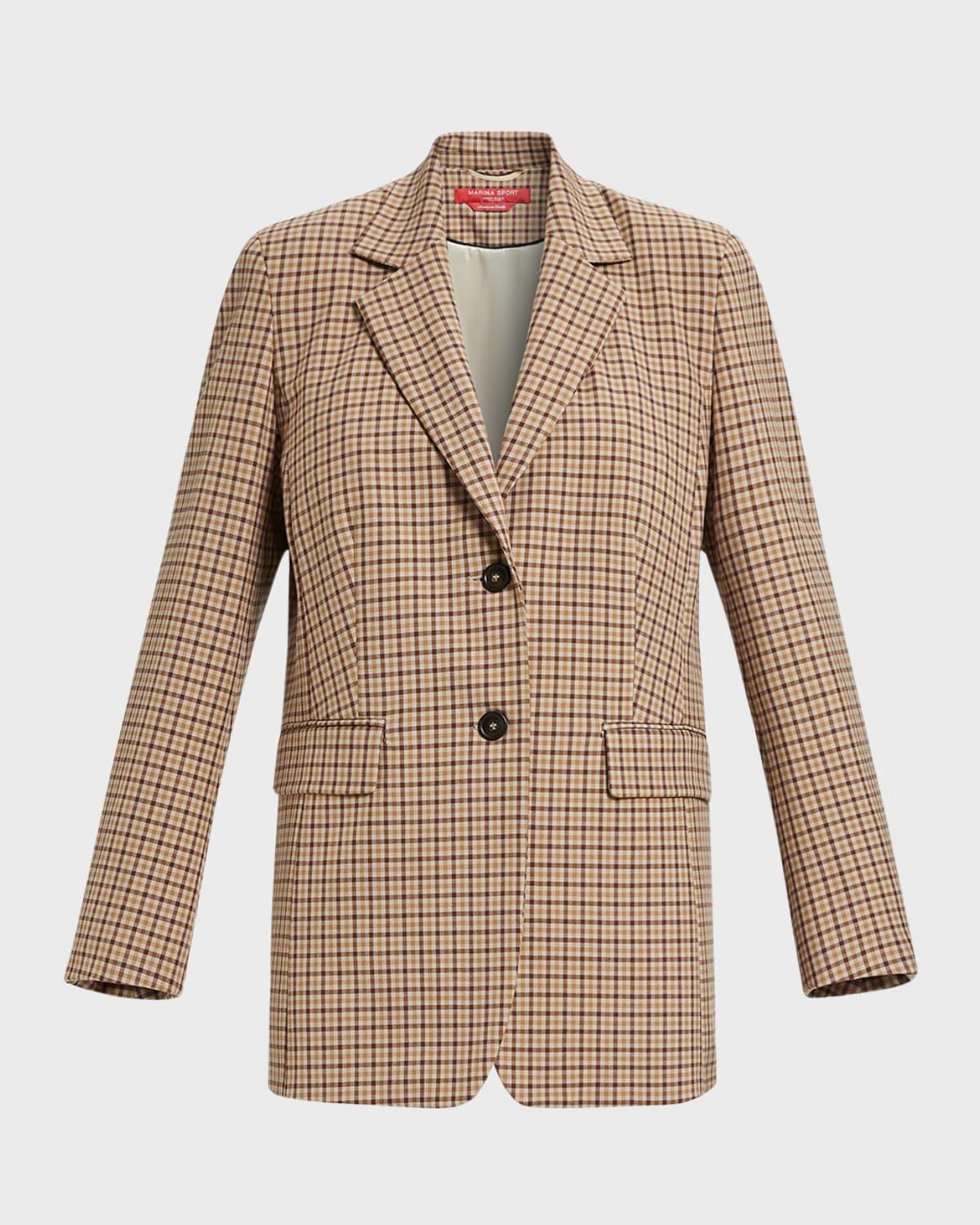 Plus Size Michela Check-Print Button-Down Coat