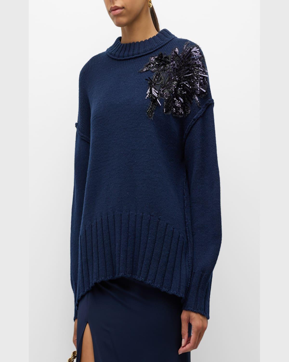 Pincushion Embellished Wool Sweater