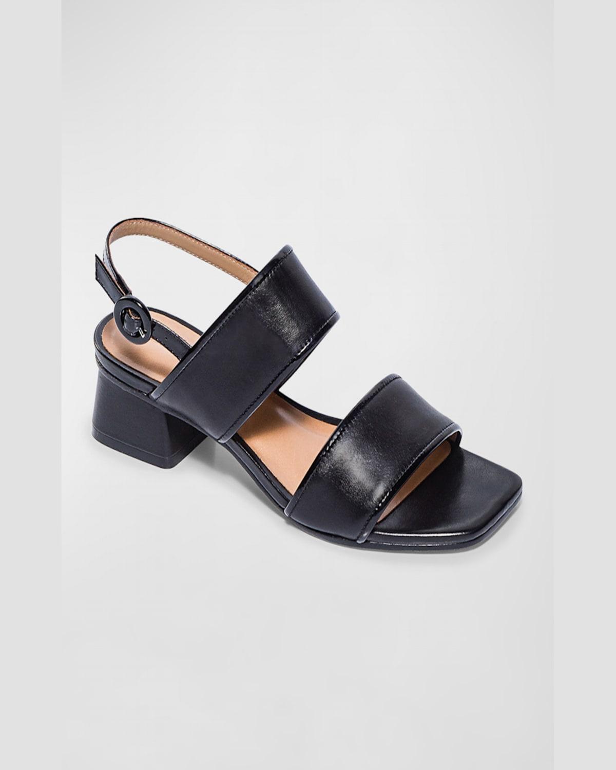 Leather Dual-Band Slingback Sandals