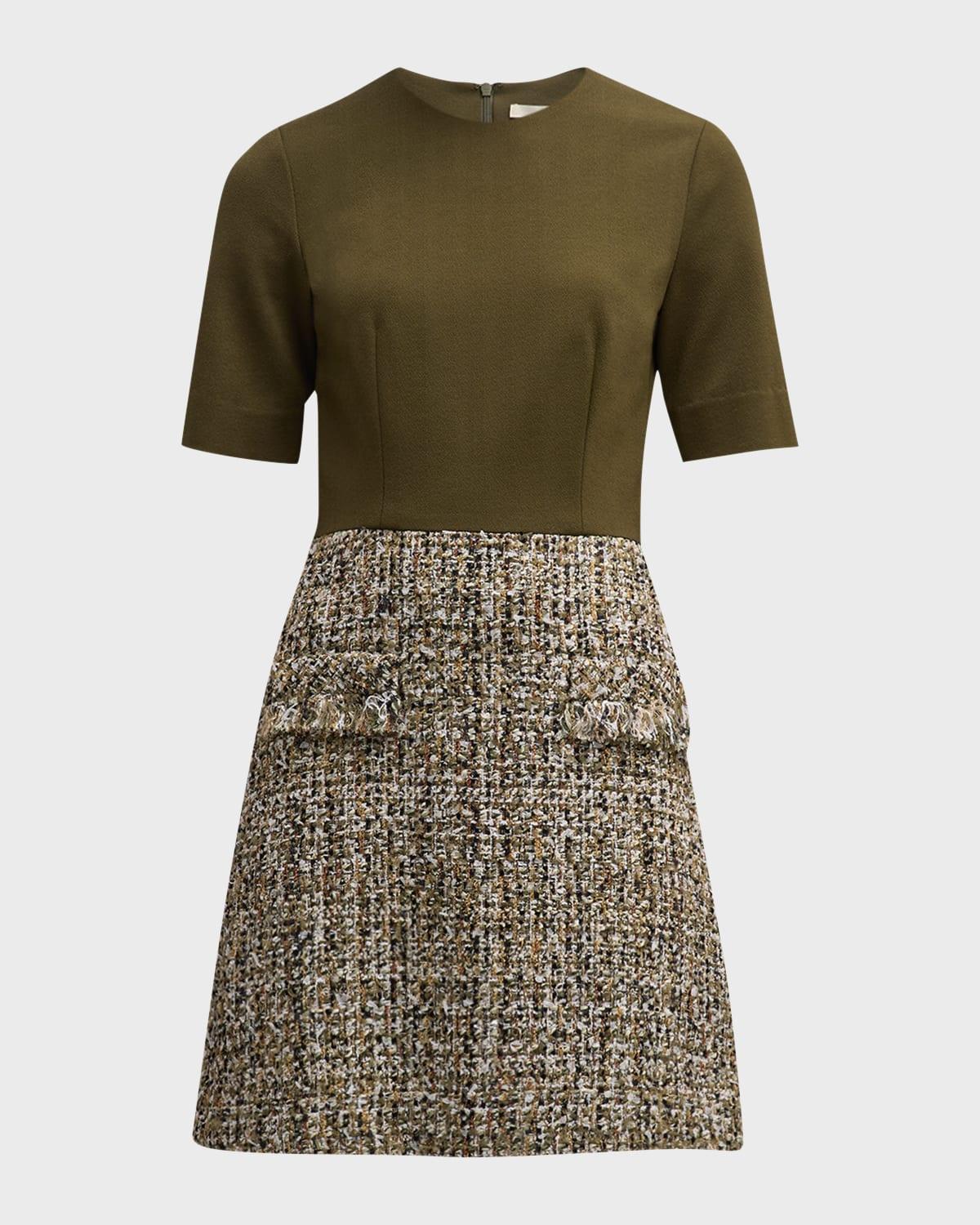 Tweed and Jersey Combo Day Dress