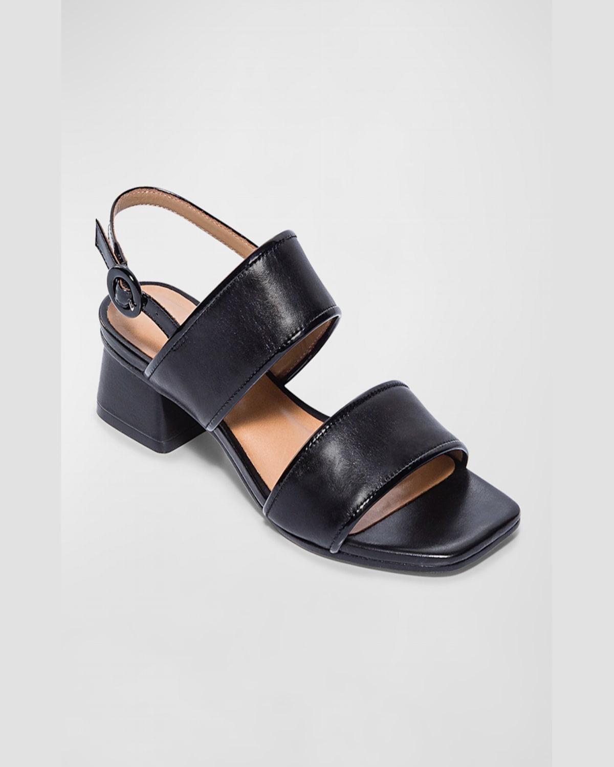 Leather Dual-Band Slingback Sandals