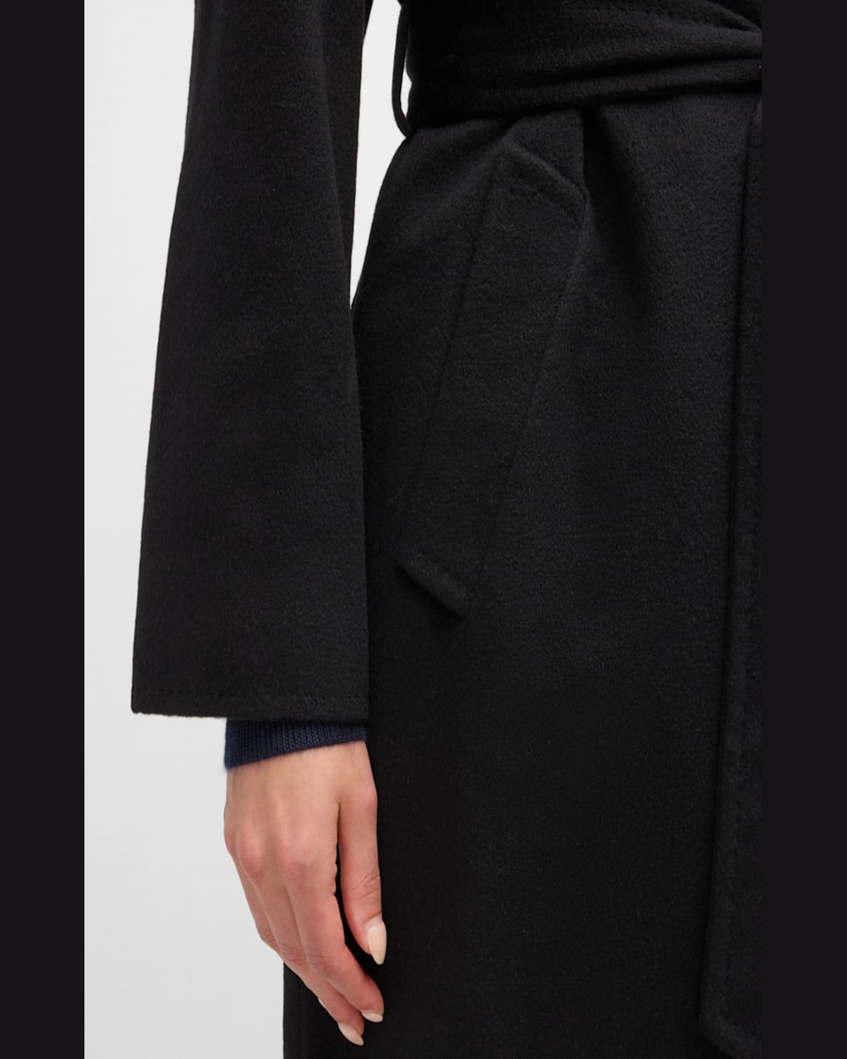 Cashmere Belted Wrap Coat with Pick-Stitched Detail